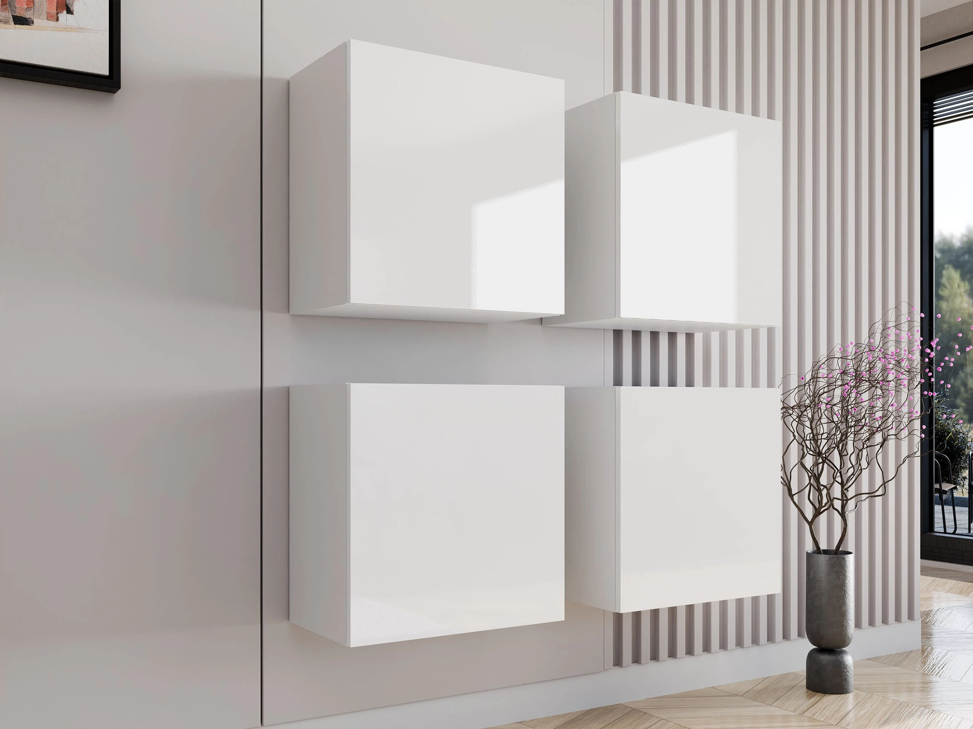 Cabinets set Venenou 143 (White + Glossy white)