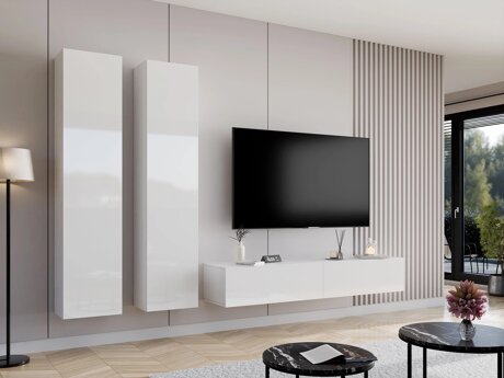 Living room set Venenou 103 (White + Glossy white)