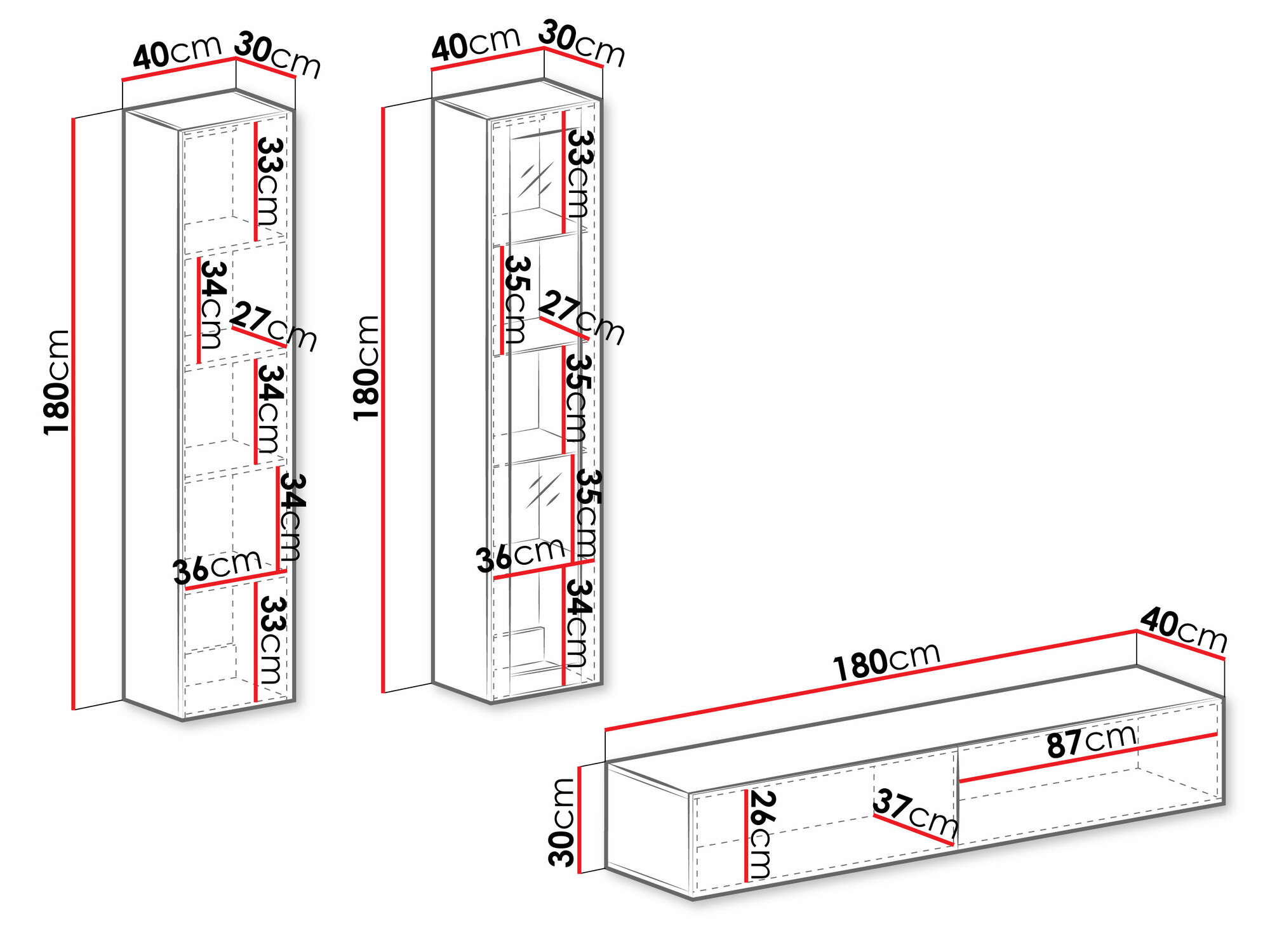 Living room set Vilrin I (White + Glossy white)