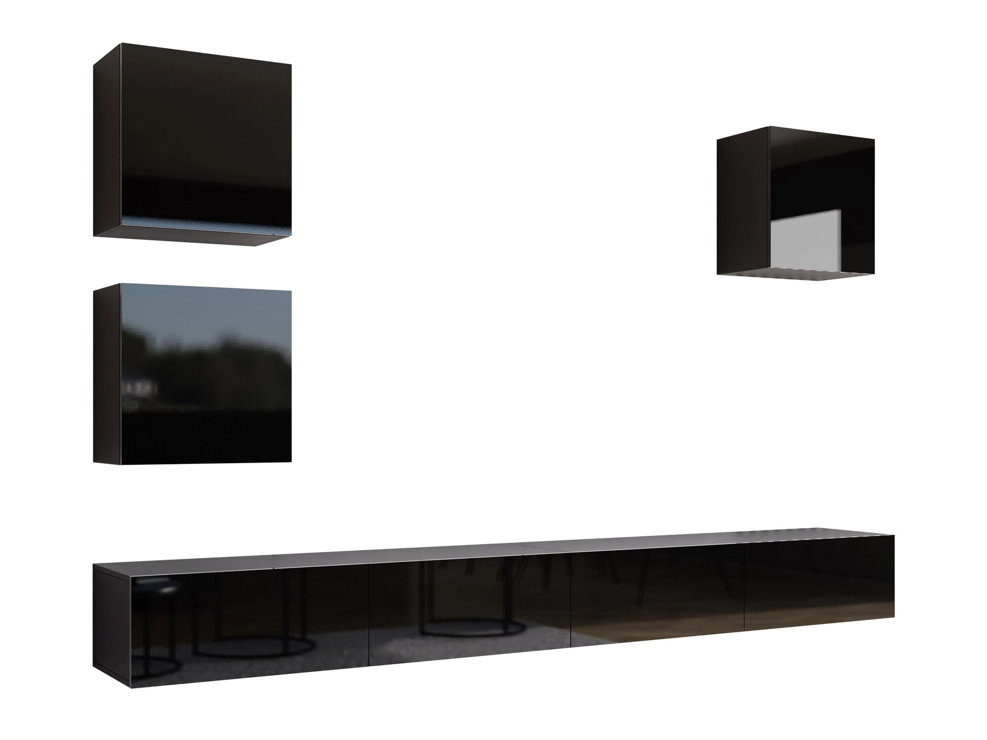 Living room set Vilrin III (Black + Glossy black)