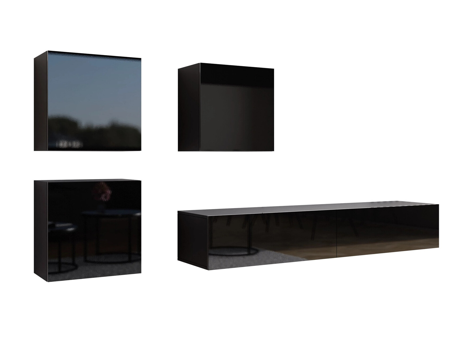 Living room set Vilrin IV (Black + Glossy black)