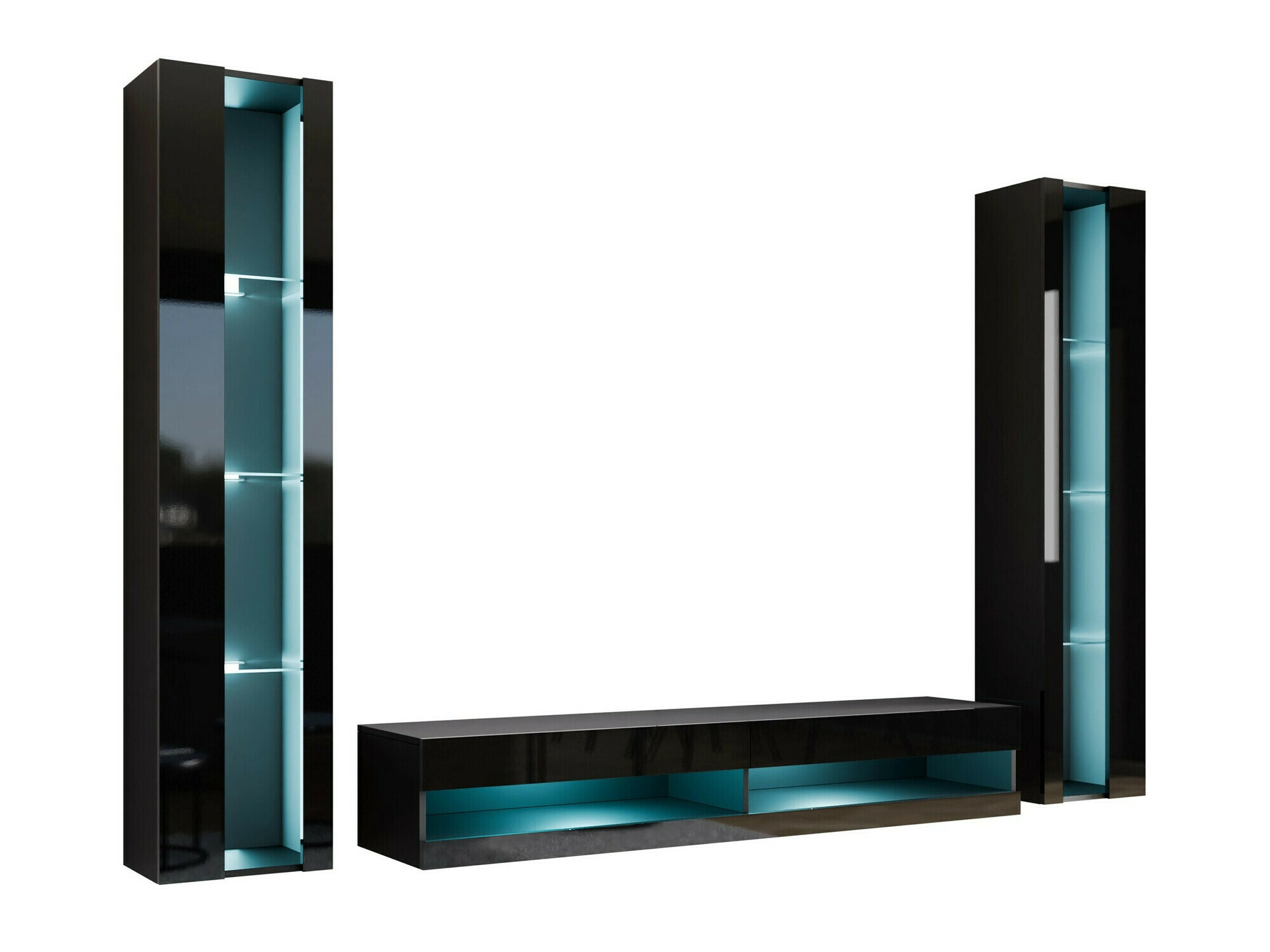 Living room set Vilrin V (Black + Glossy black)