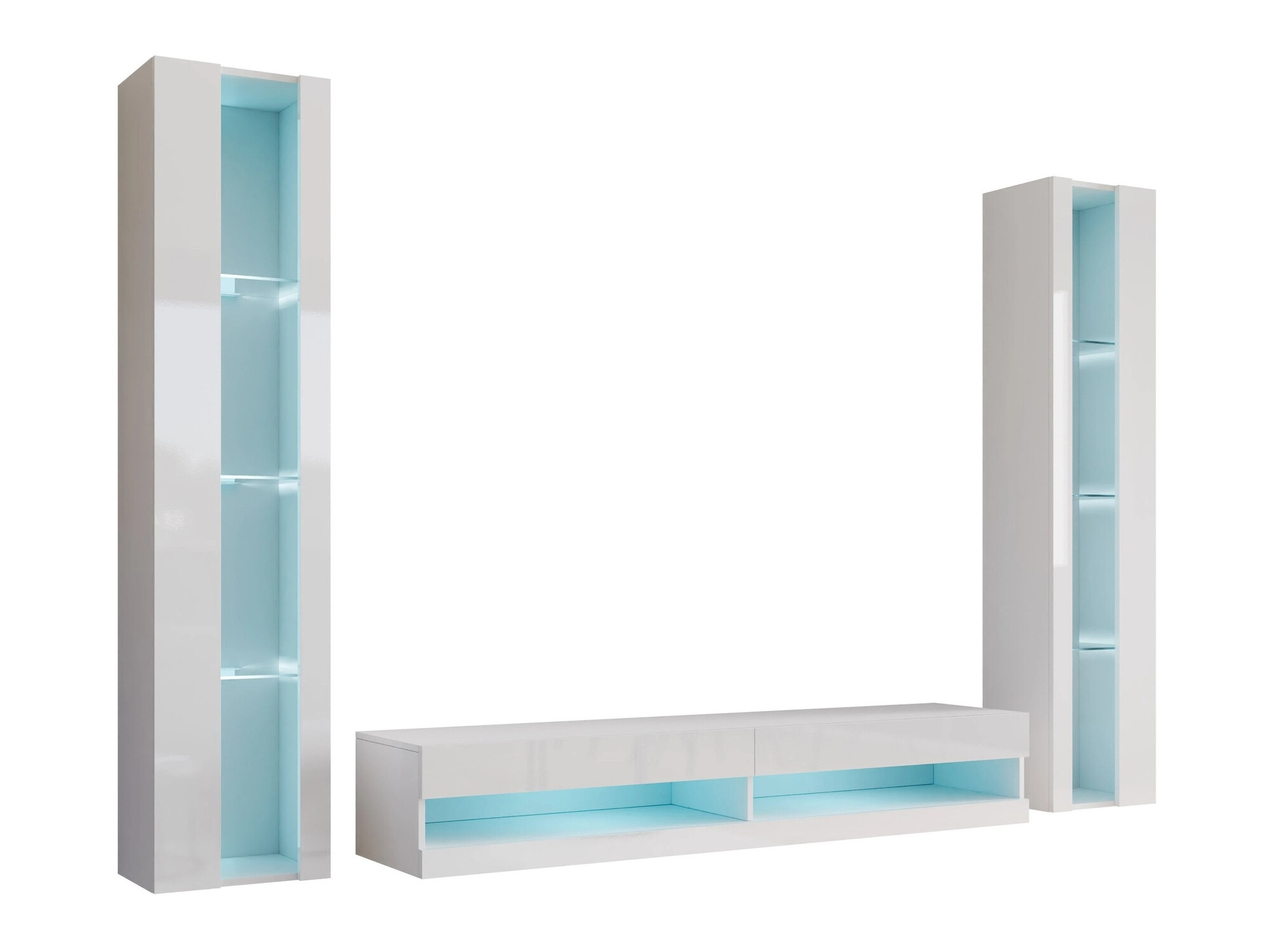 Living room set Vilrin V (White + Glossy white)