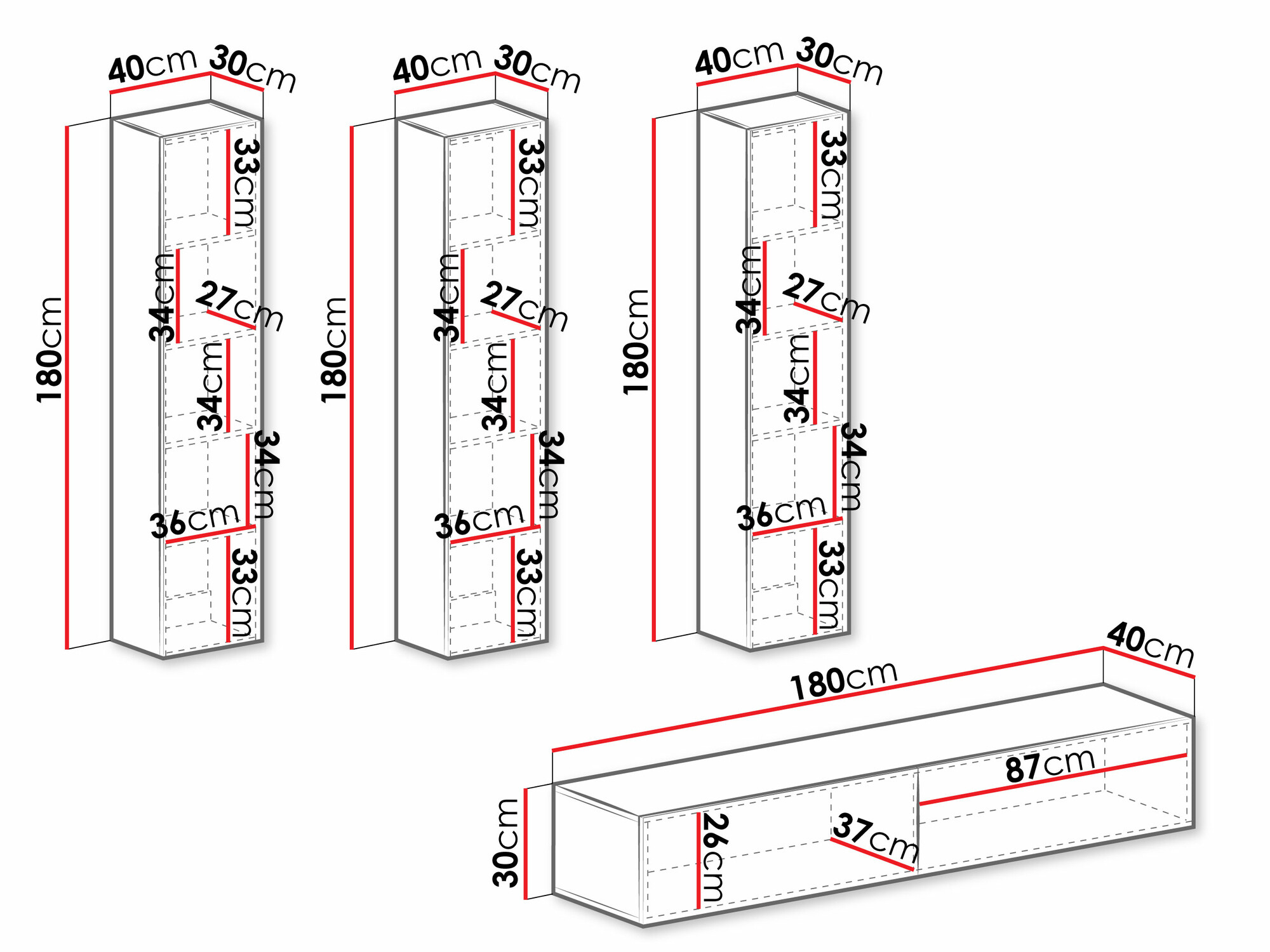 Living room set Vilrin (White + Glossy white)