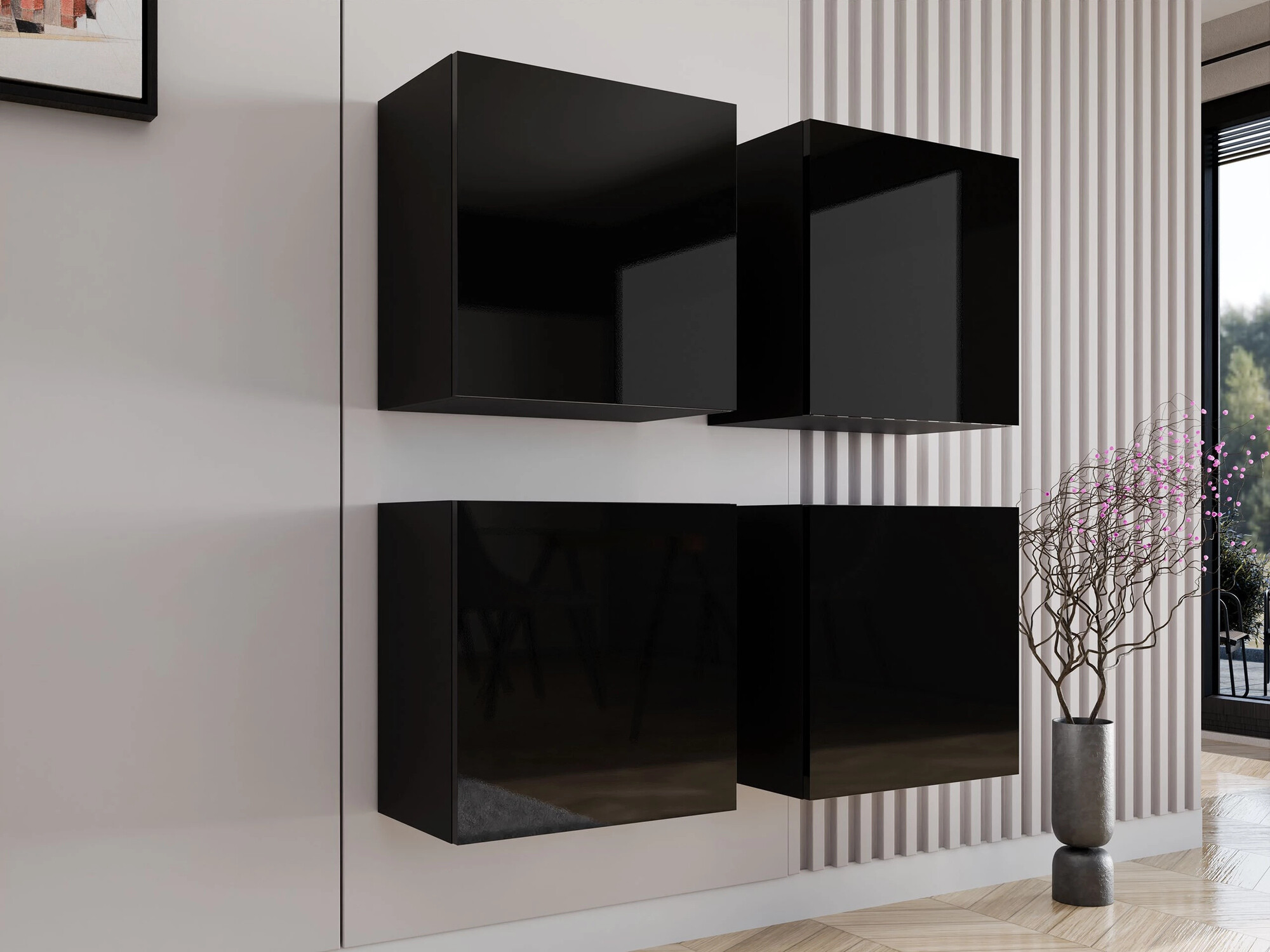 Set of cabinets Vilrin (Black + Glossy black)