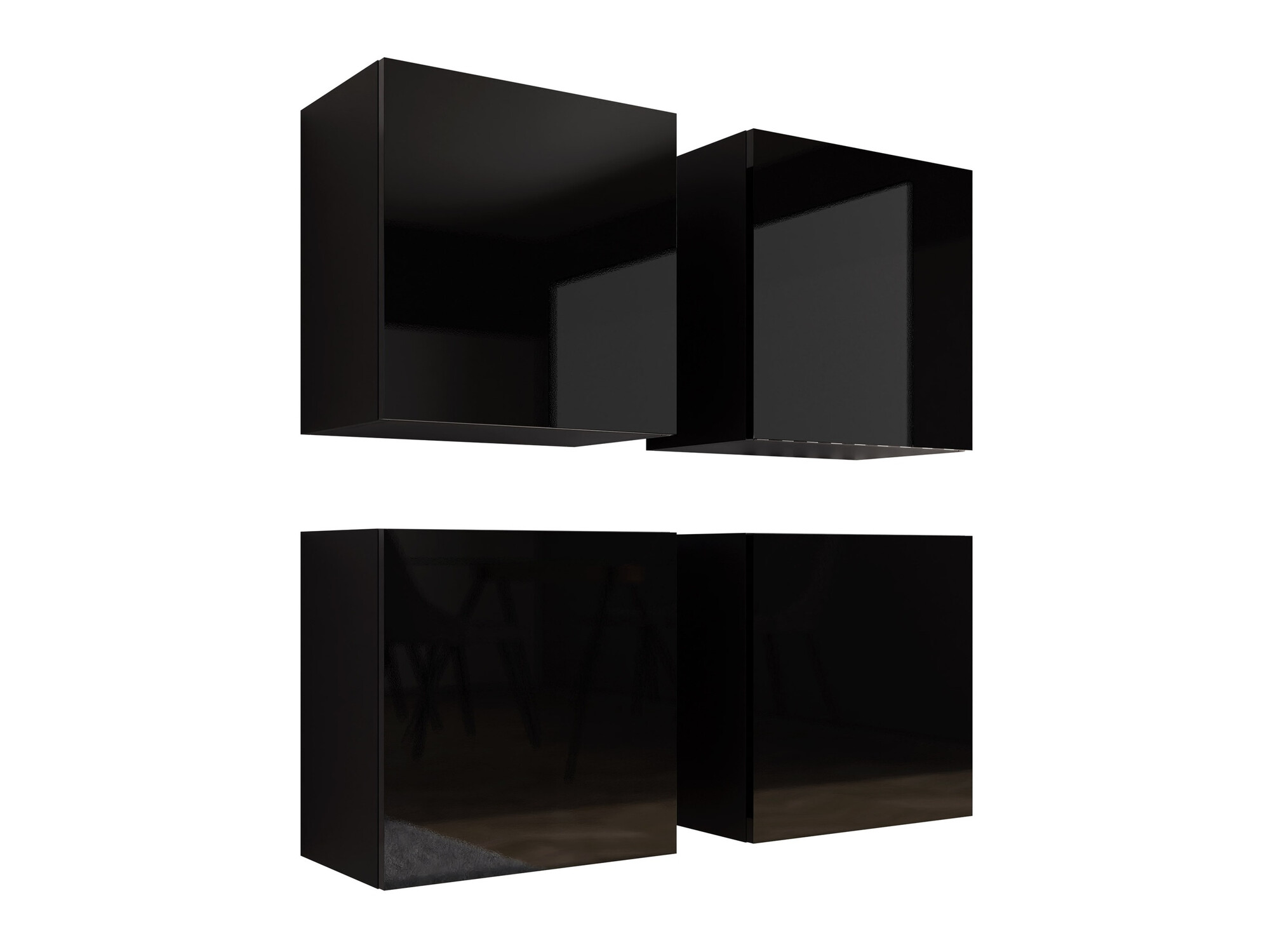 Set of cabinets Vilrin (Black + Glossy black)
