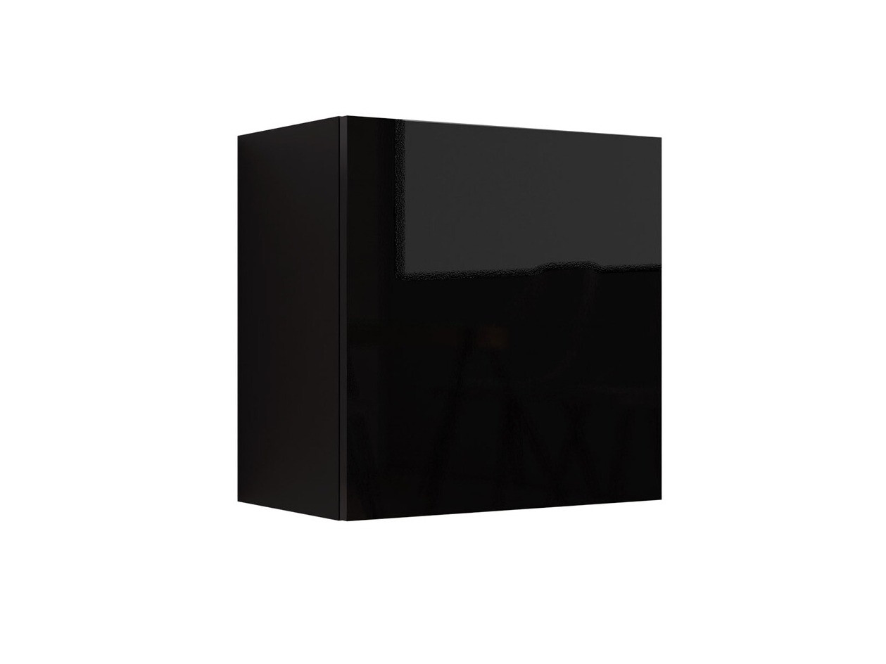 Wall cabinet Vilrin I (Black + Glossy black)