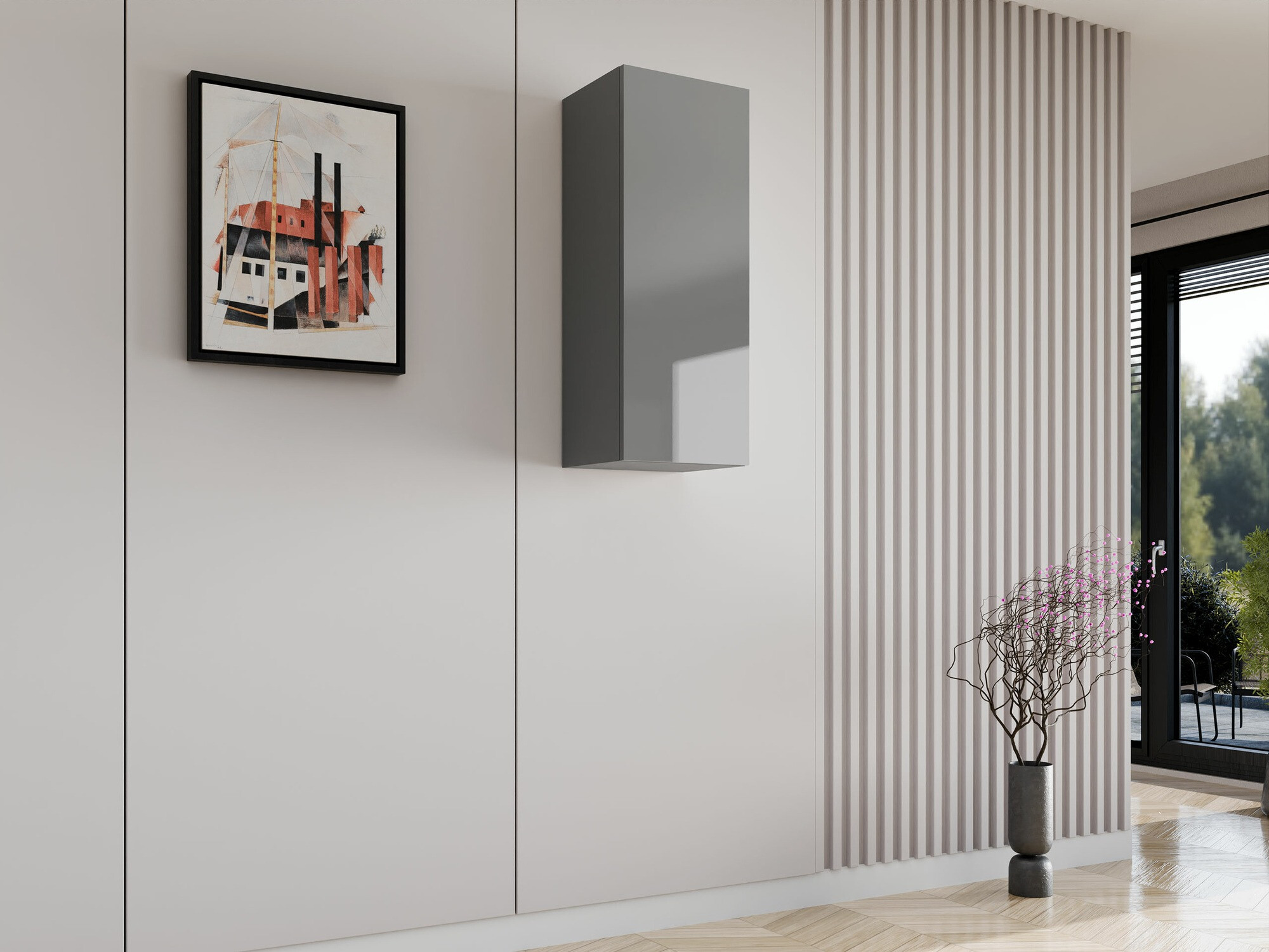 Wall cabinet Vilrin VI (Grey + Gloss grey)