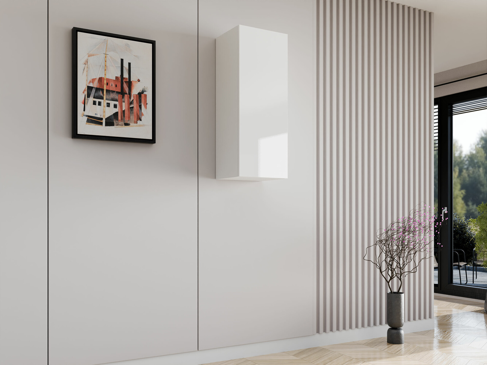 Wall cabinet Vilrin VI (White + Glossy white)