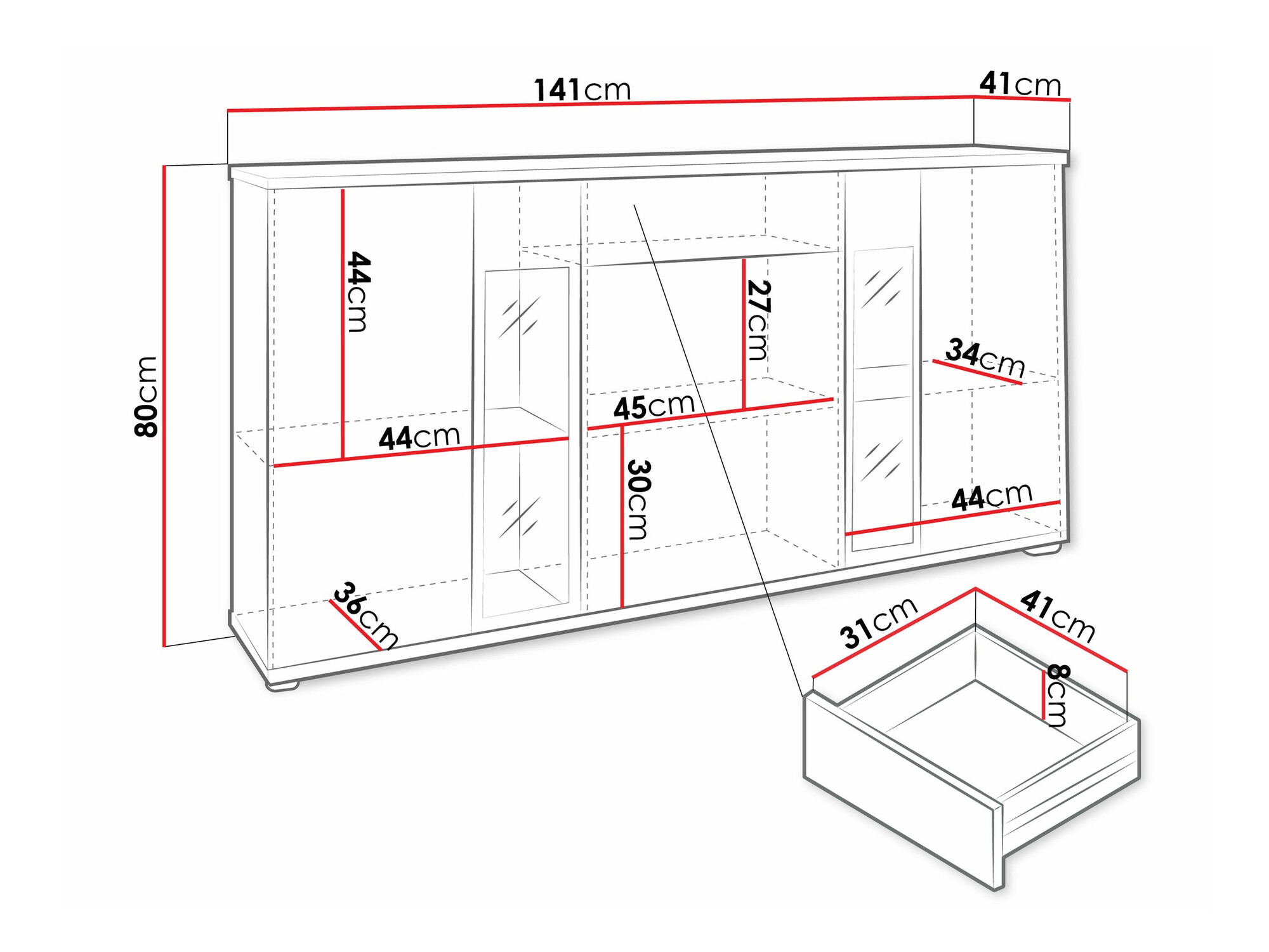 Chest of drawers Genio (Artrisan oak + White)