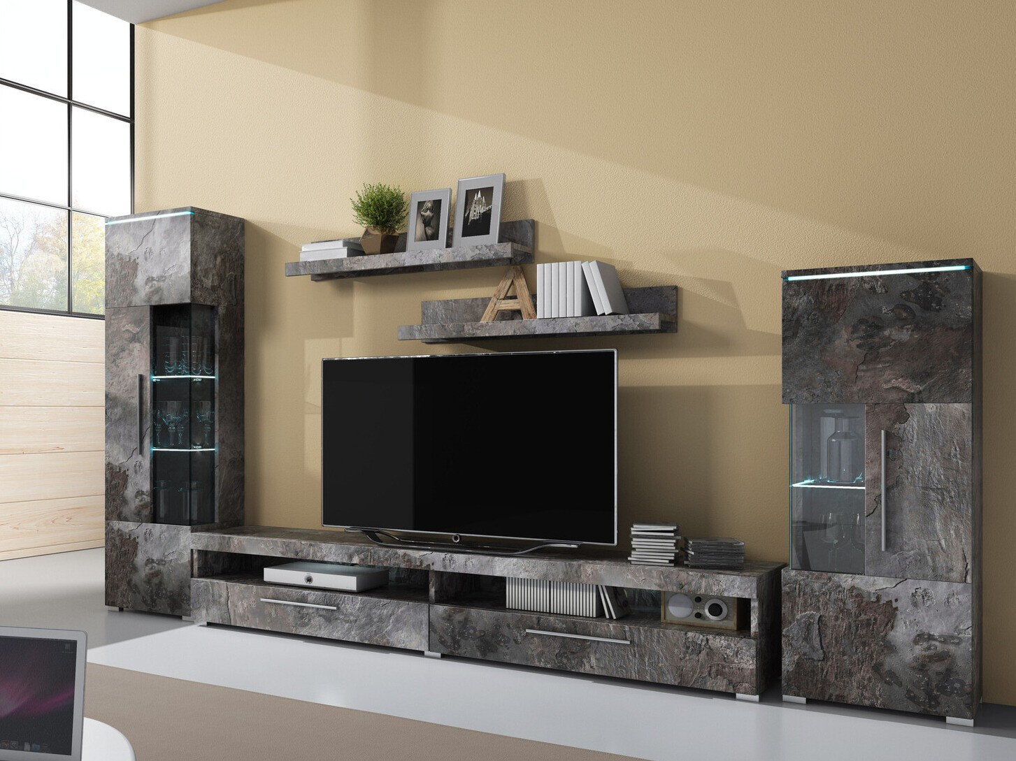 Living room set Torvire 107 (Dark concrete)