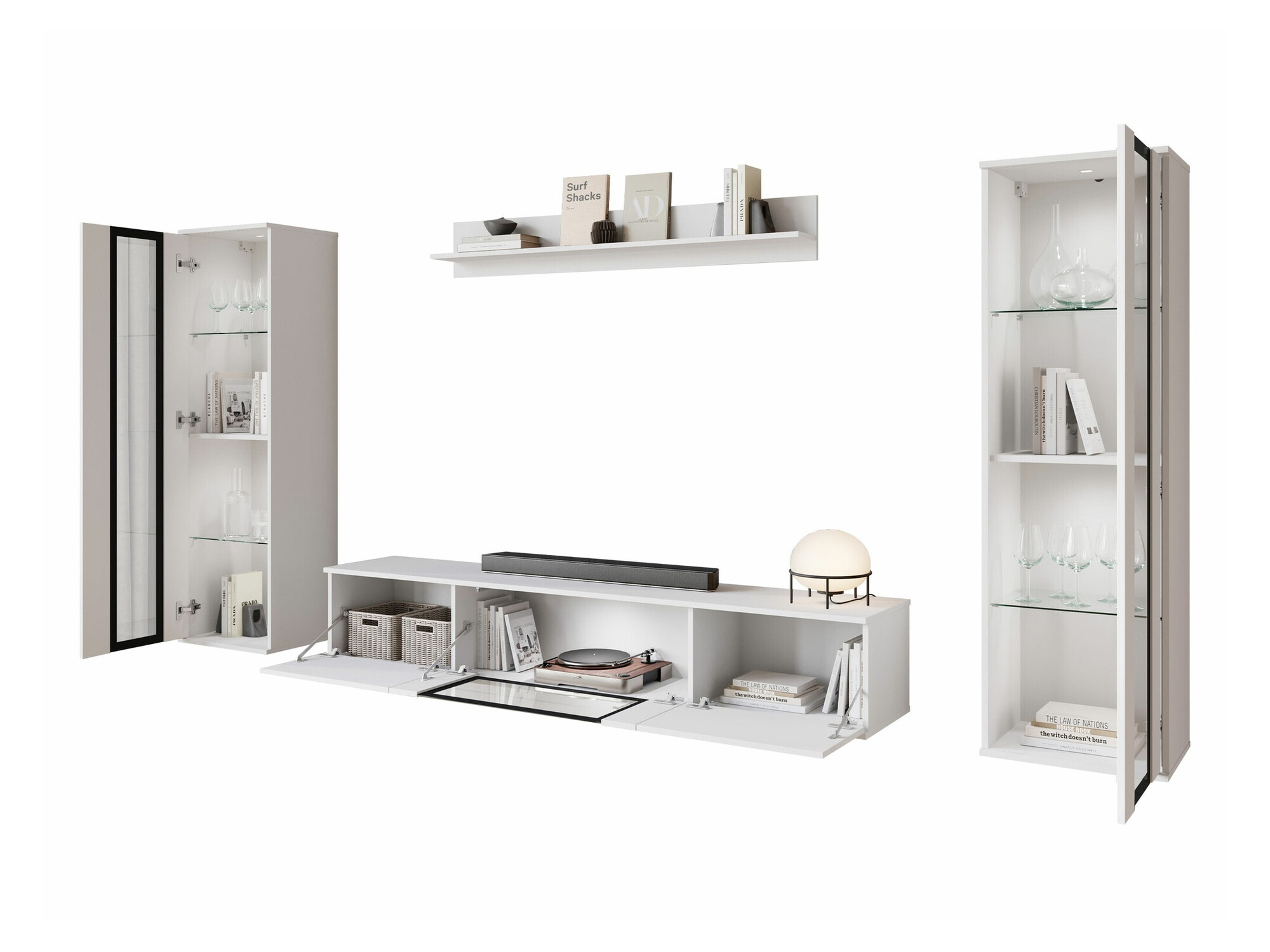 Living room set Torcame 103 (White + Glossy white)