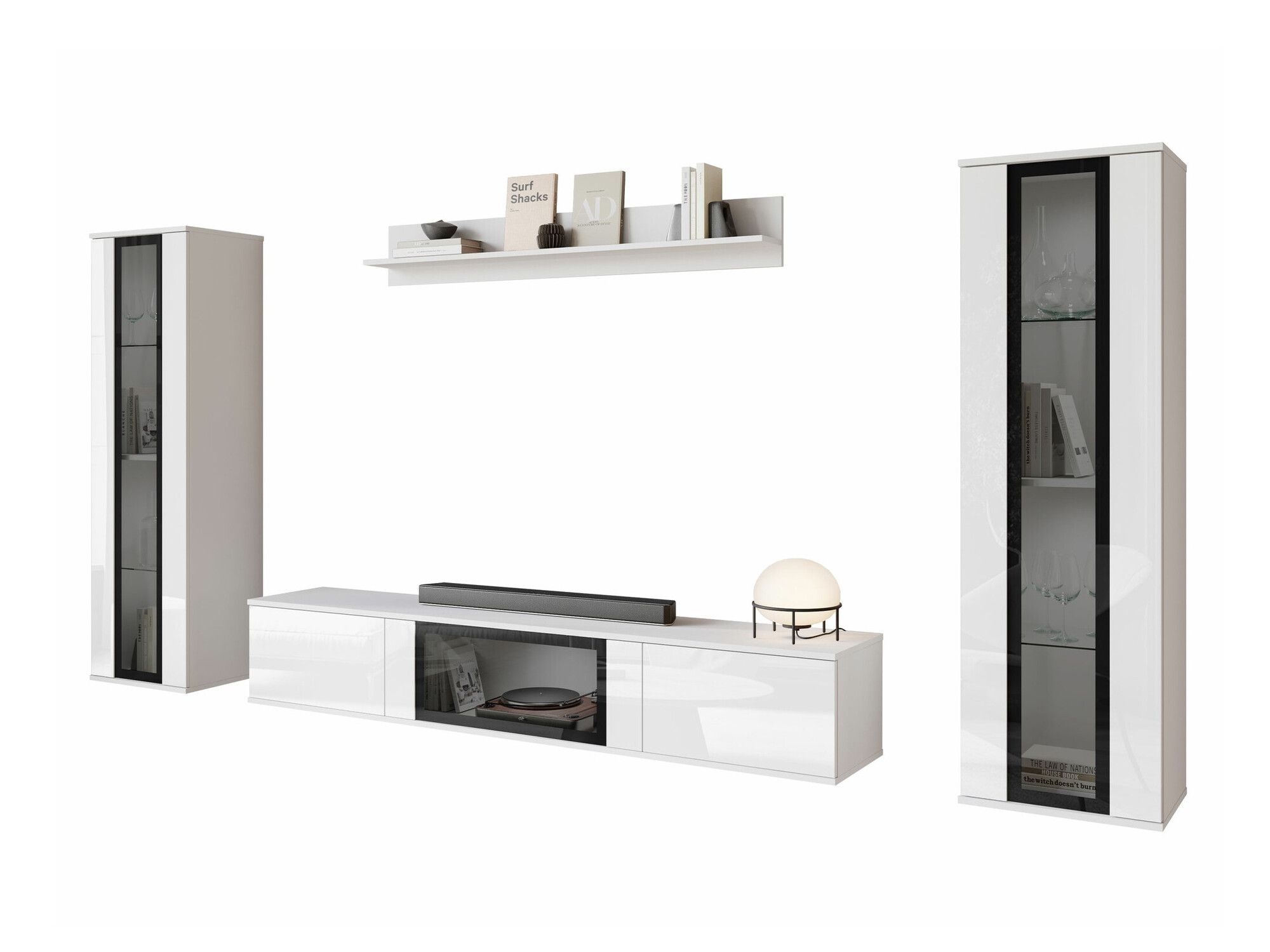 Living room set Torcame 103 (White + Glossy white)