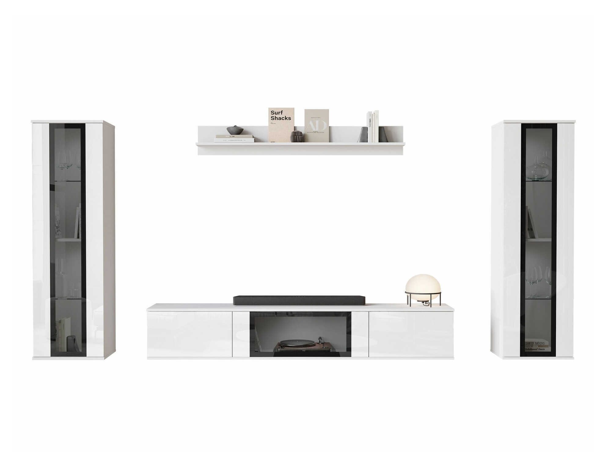 Living room set Torcame 103 (White + Glossy white)