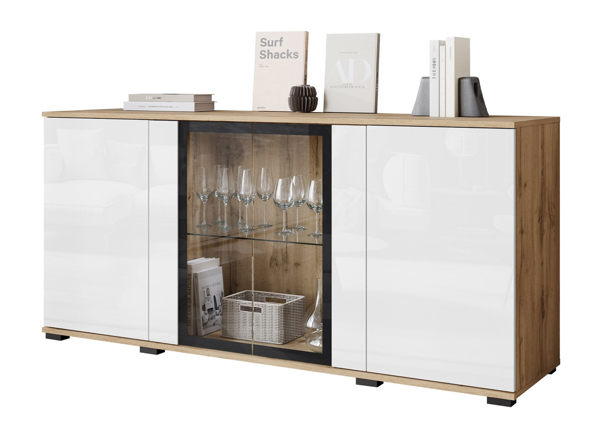 Sideboard Torcame 102 (Wotan Oak + Glossy white)