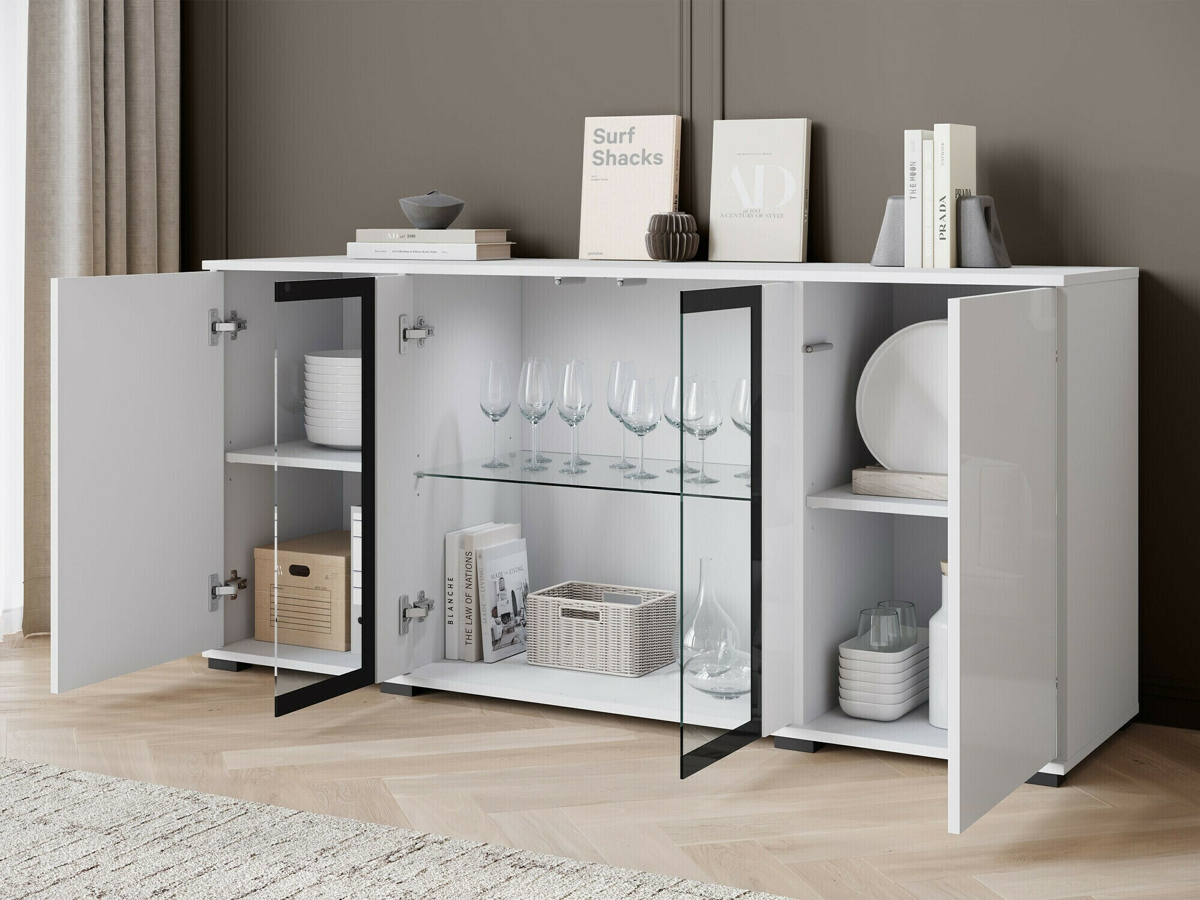 Sideboard Torcame 102 (Wotan Oak + Glossy white)