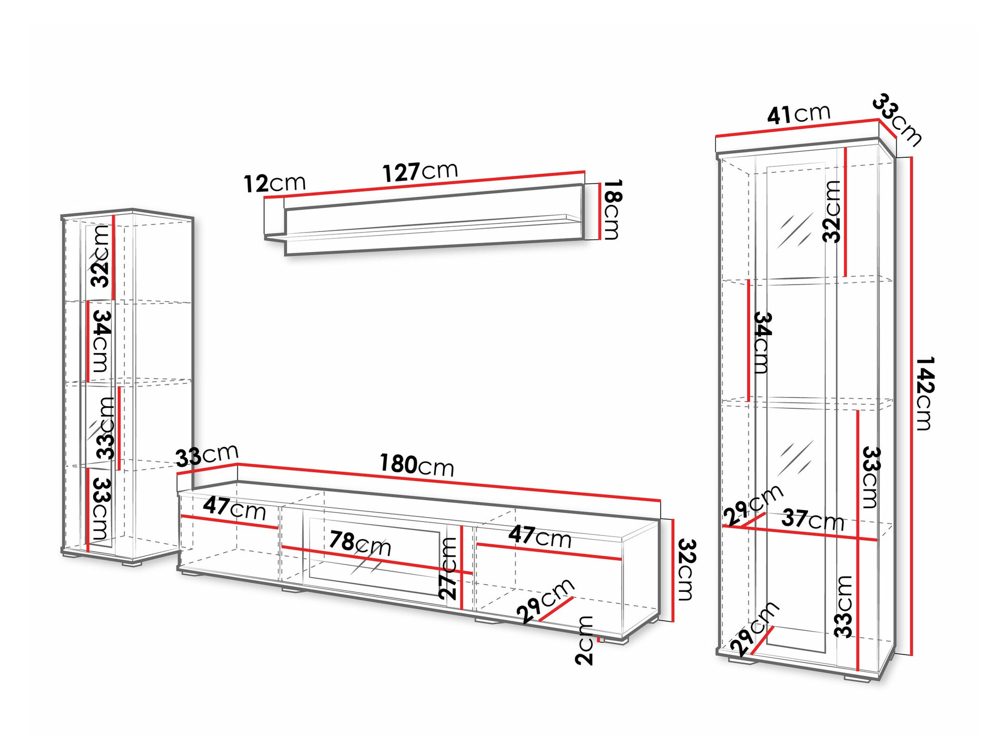 Living room set Torcame 103 (White + Glossy white)