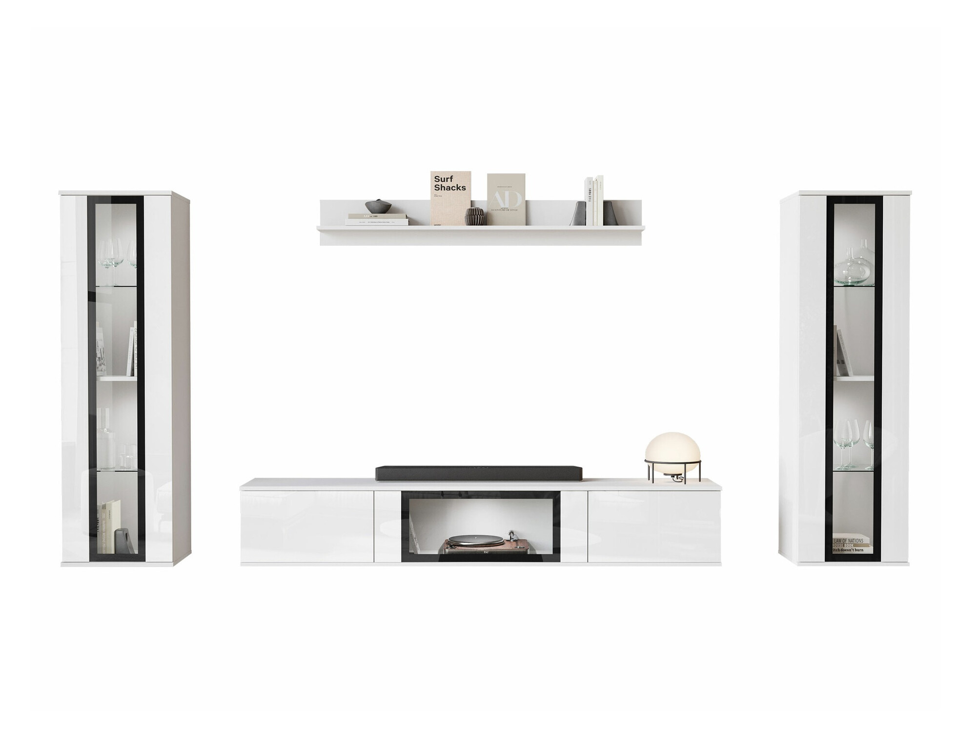 Living room set Torcame 103 (White + Glossy white)
