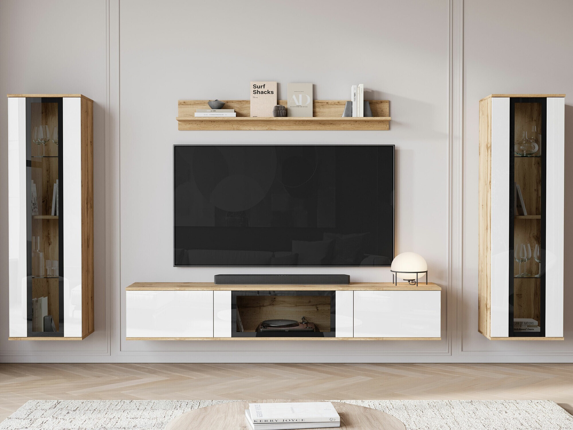 Living room set Torcame 103 (Wotan Oak + Glossy white)