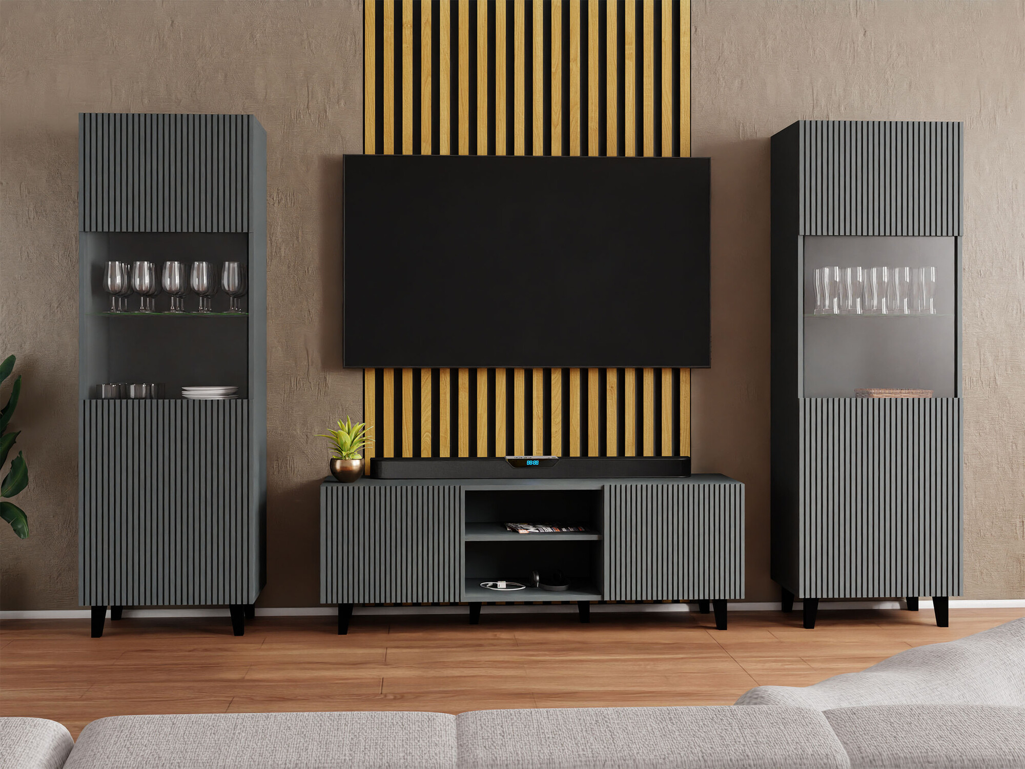 Living room set Comes (Anthracite)