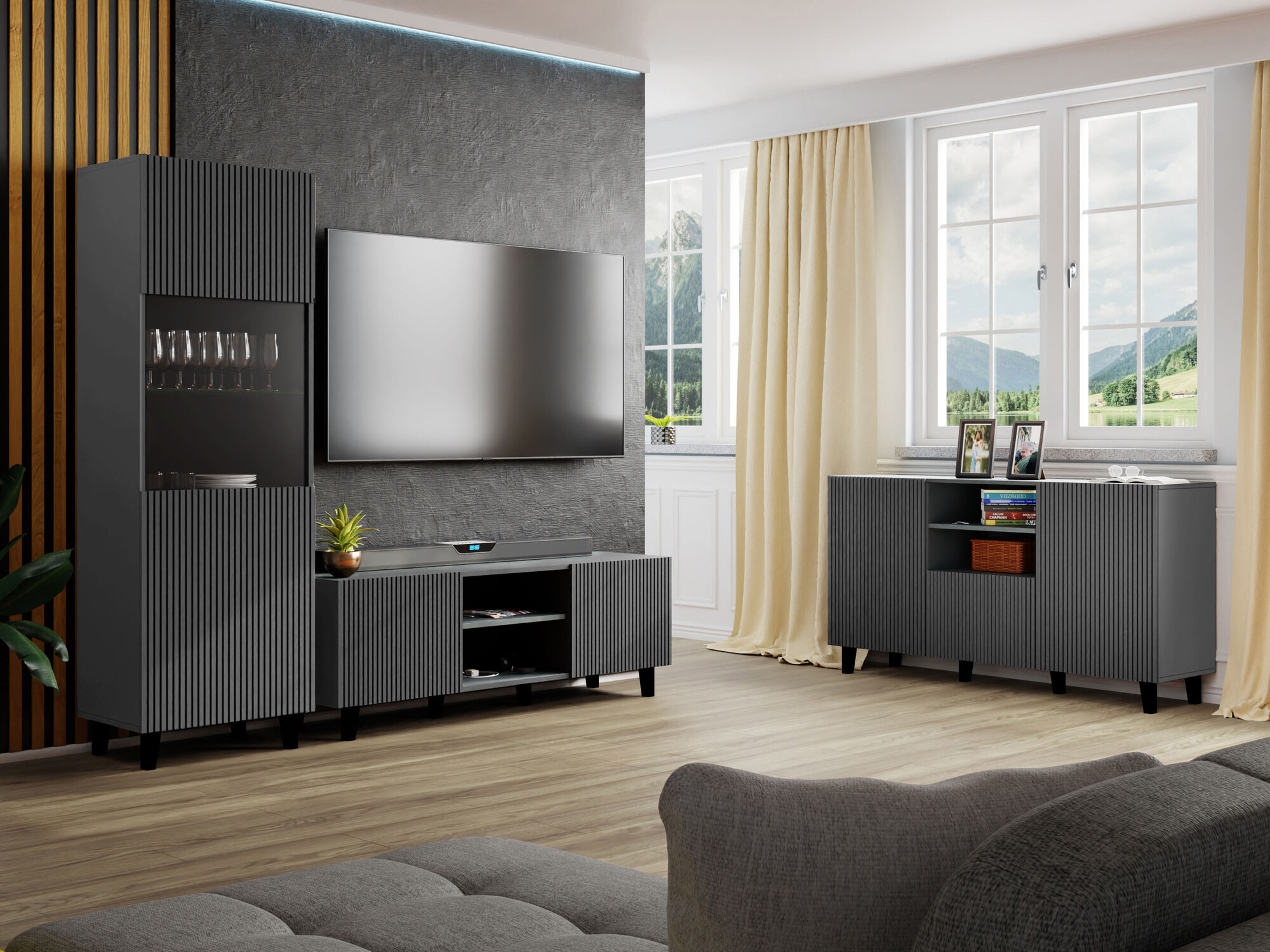 Living room set Comes I (Anthracite)