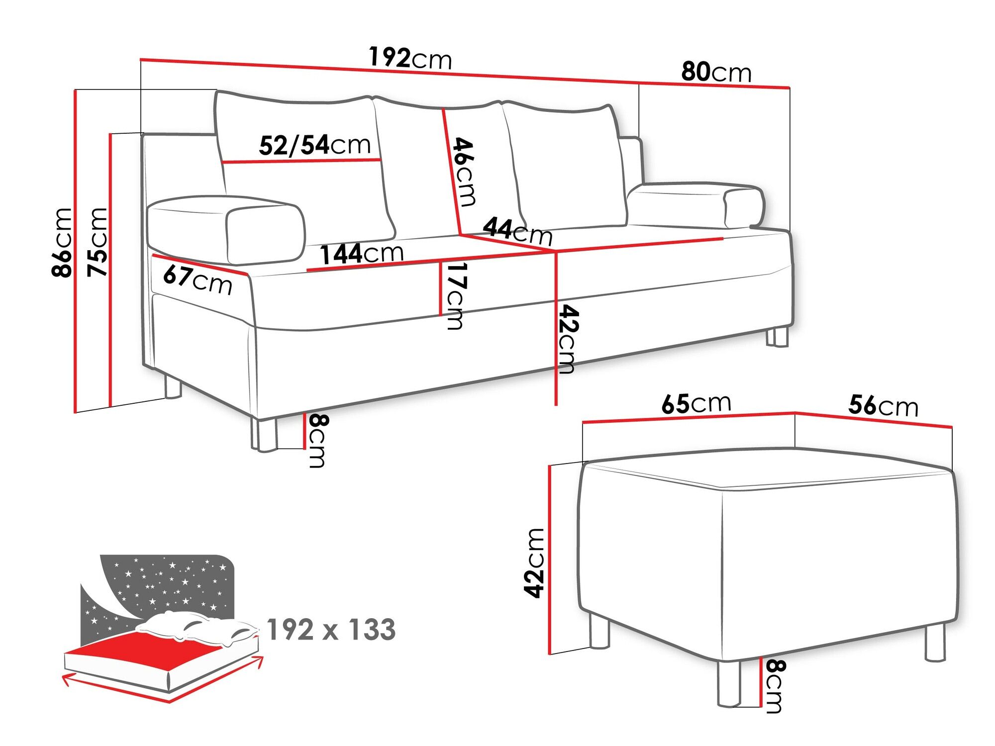 Upholstered furniture set Comfivo Artes (Alova 36 + Alova 07)