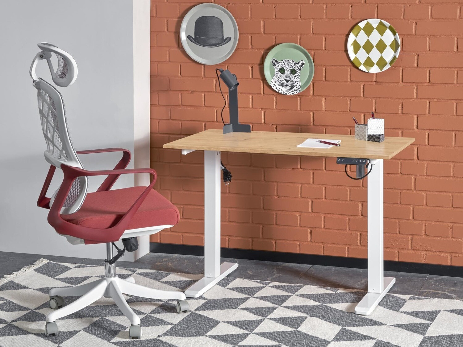 Height-adjustable desk Houston 1704 (Artisan oak + White)