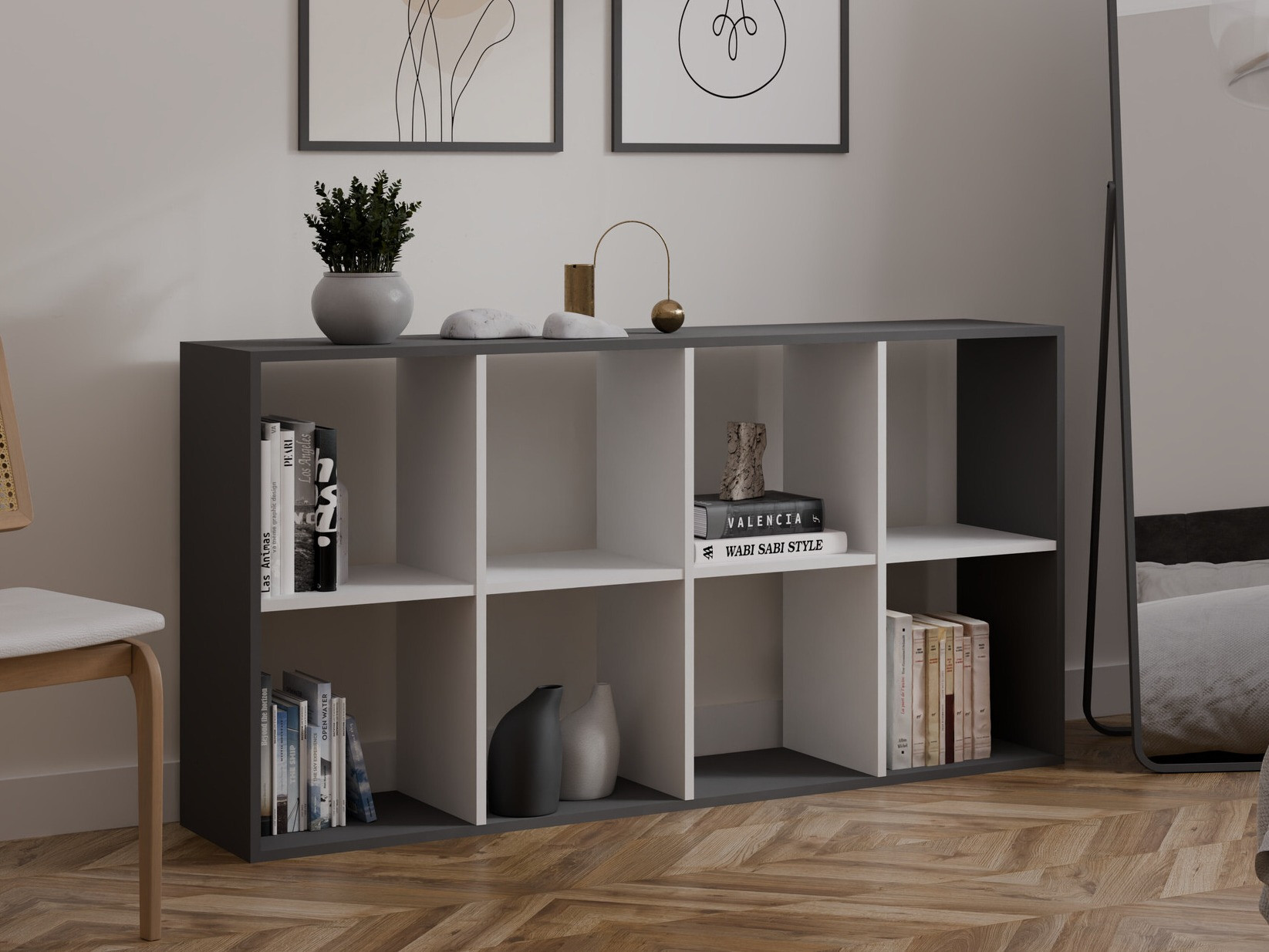 Bookcase Mandeville 288 (White + Anthracite)