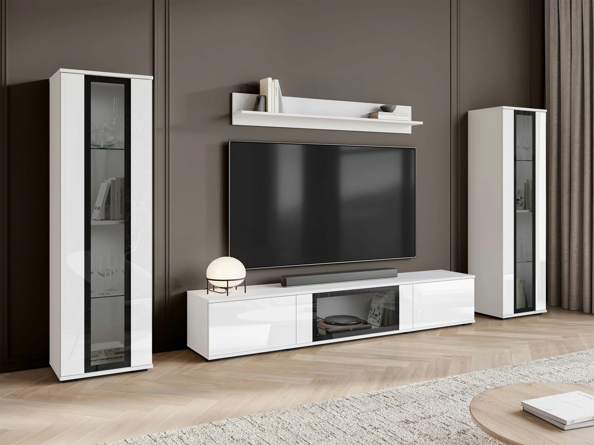 Living room set Torcame 103 (White + Glossy white)