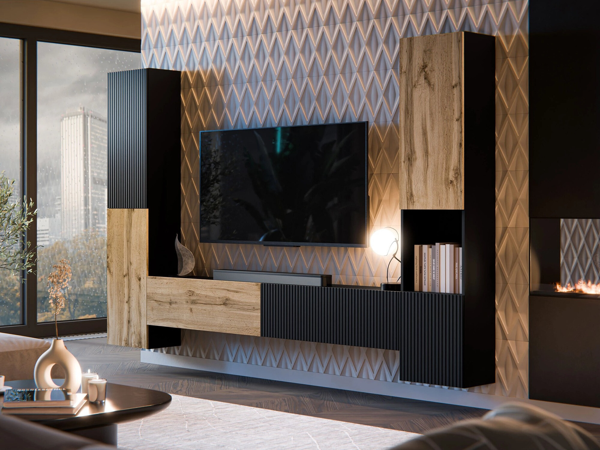 Wall shelf Species (Black + Wotan Oak)