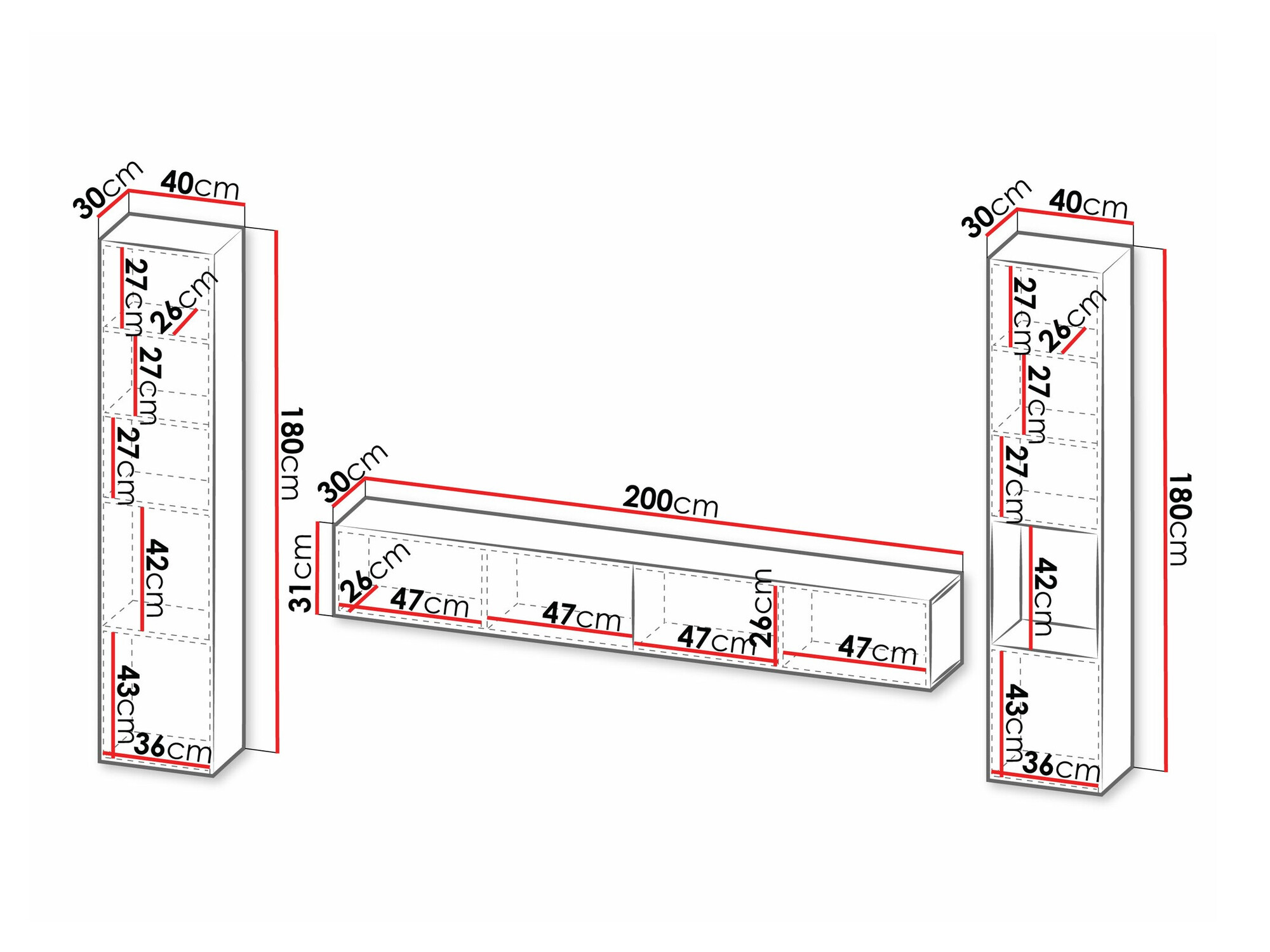 Living room set Species I (Black + Wotan Oak)