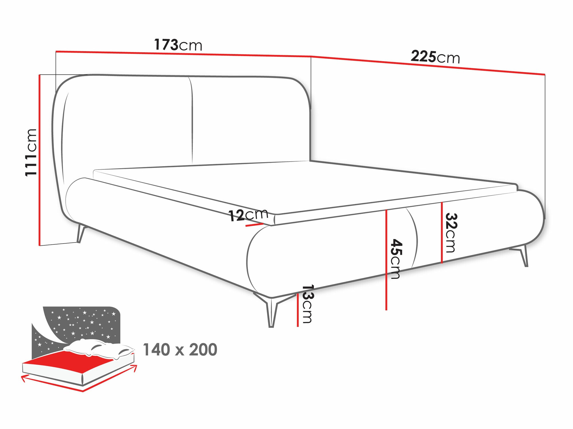 Bed TrendyNest Fenara (Coral 55)
