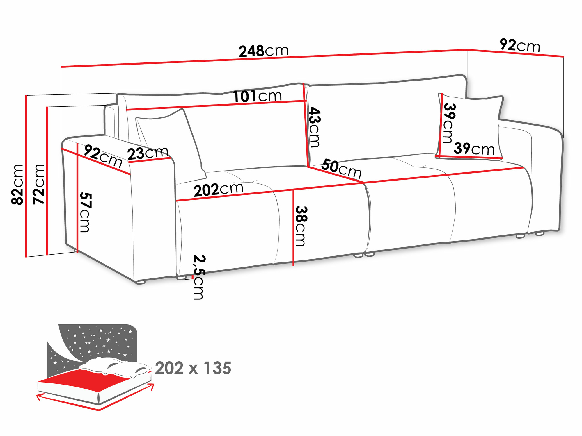 Sofa bed Comfivo Laurus (Velo 623)