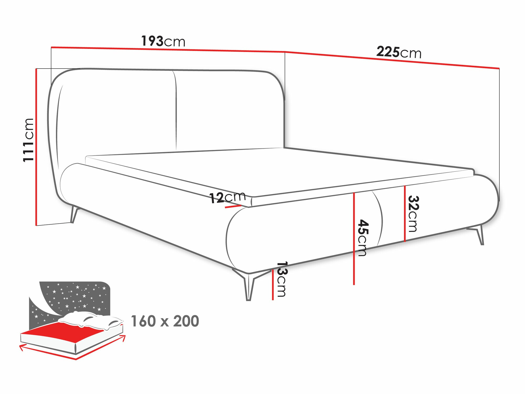 Bed Clovis 119 (Coral 65)