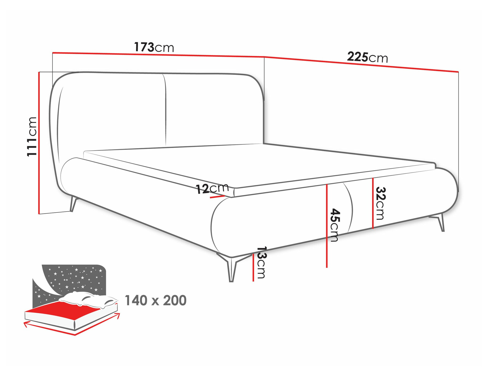 Bed Clovis 119 (Coral 75)