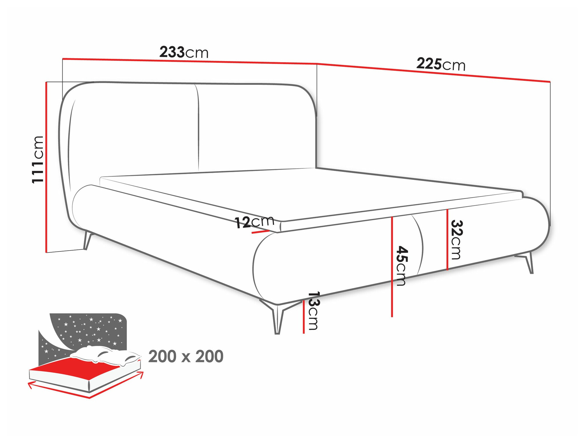 Bed Clovis 119 (Coral 75)