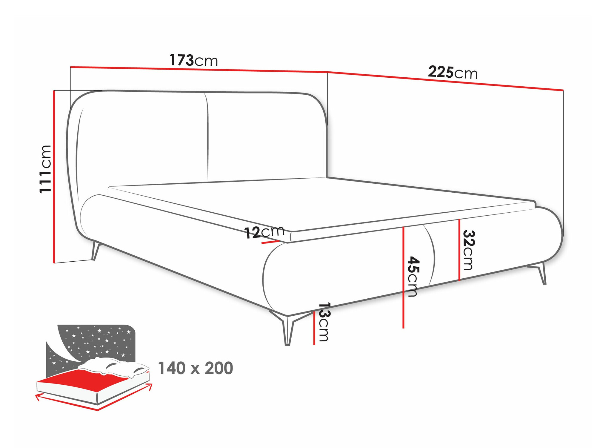Bed TrendyNest Fenara (Coral 80)