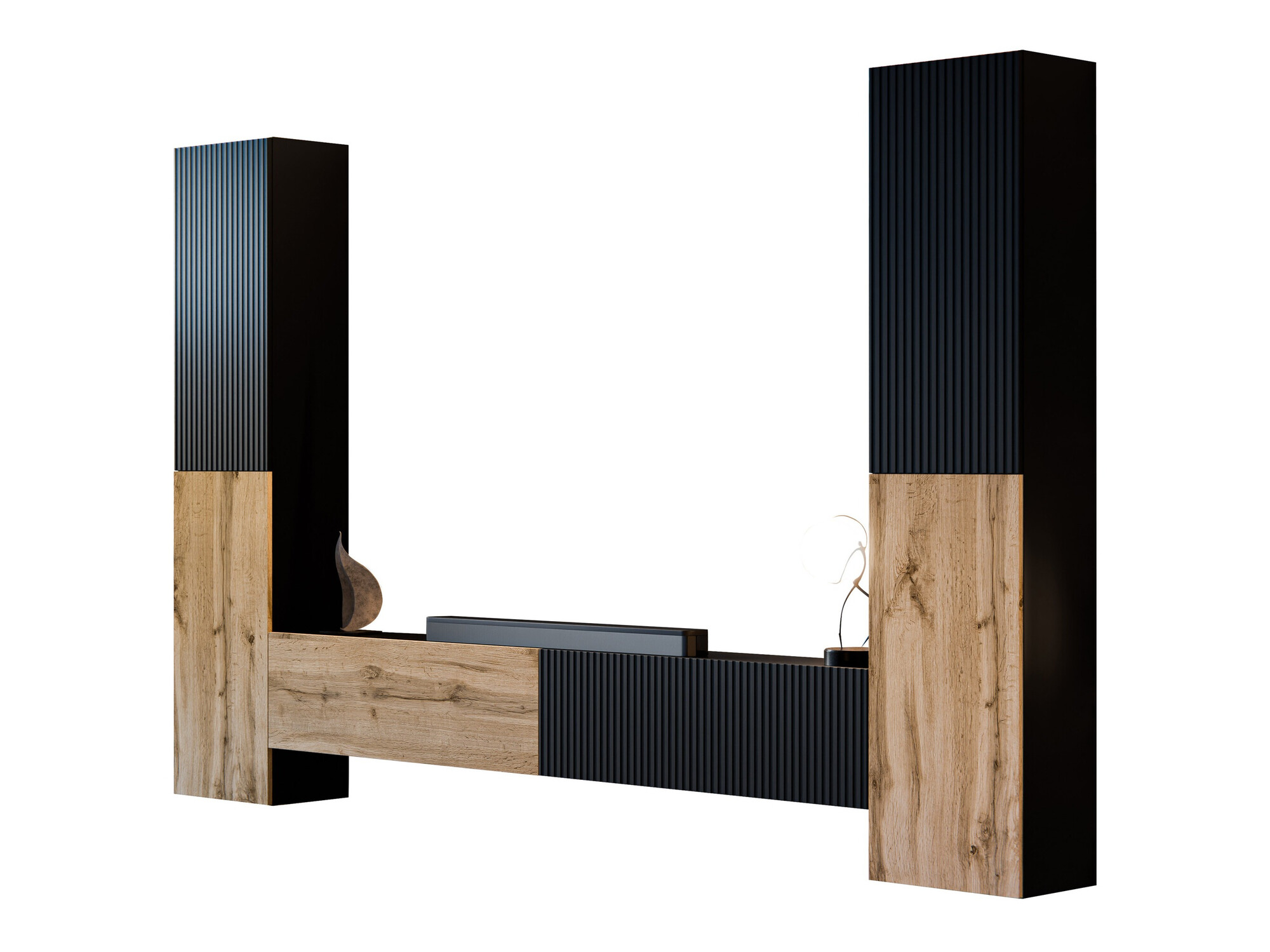 Living room set Species II (Black + Wotan Oak)