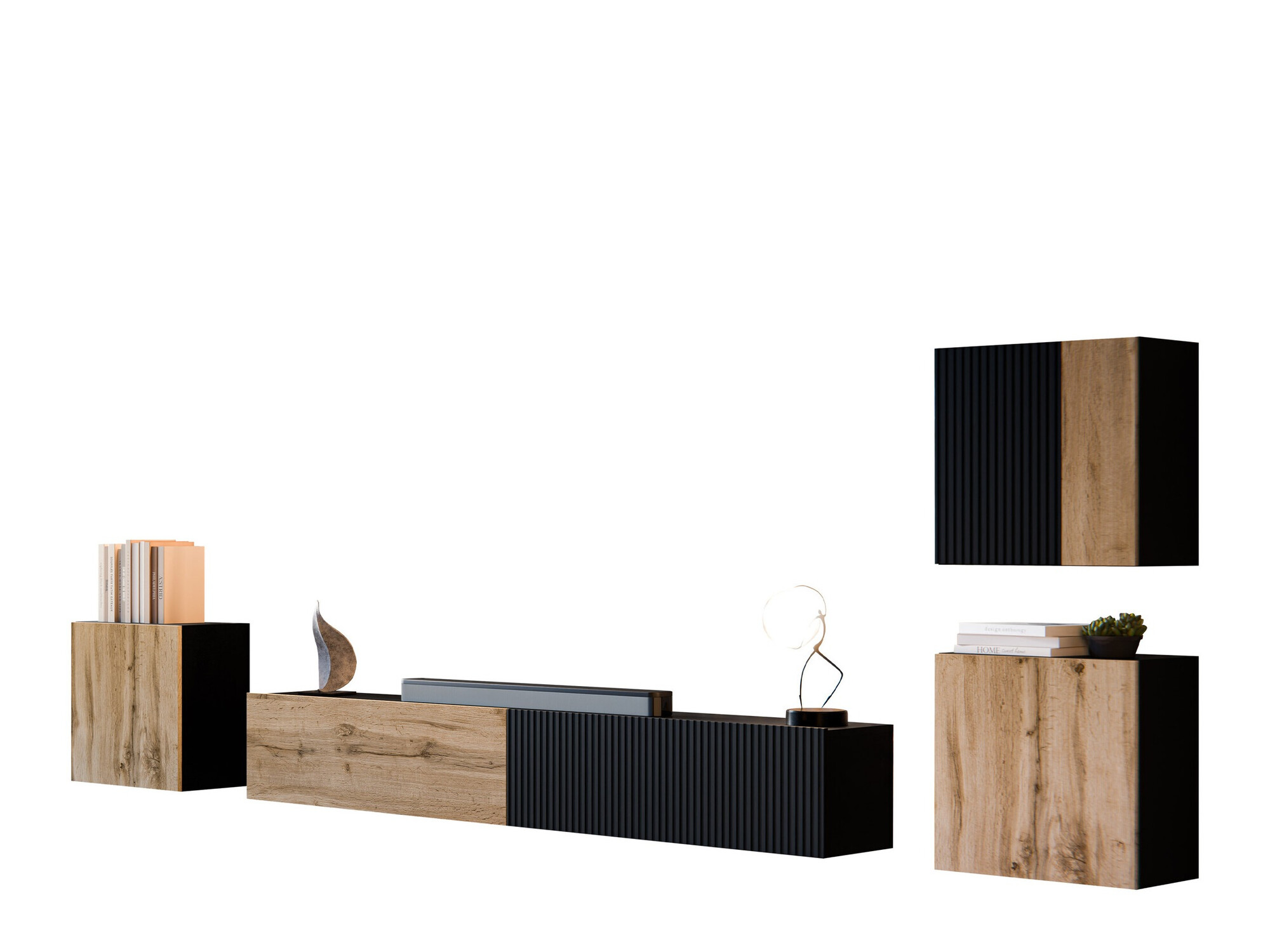 Living room set Species IV (Black + Wotan Oak)