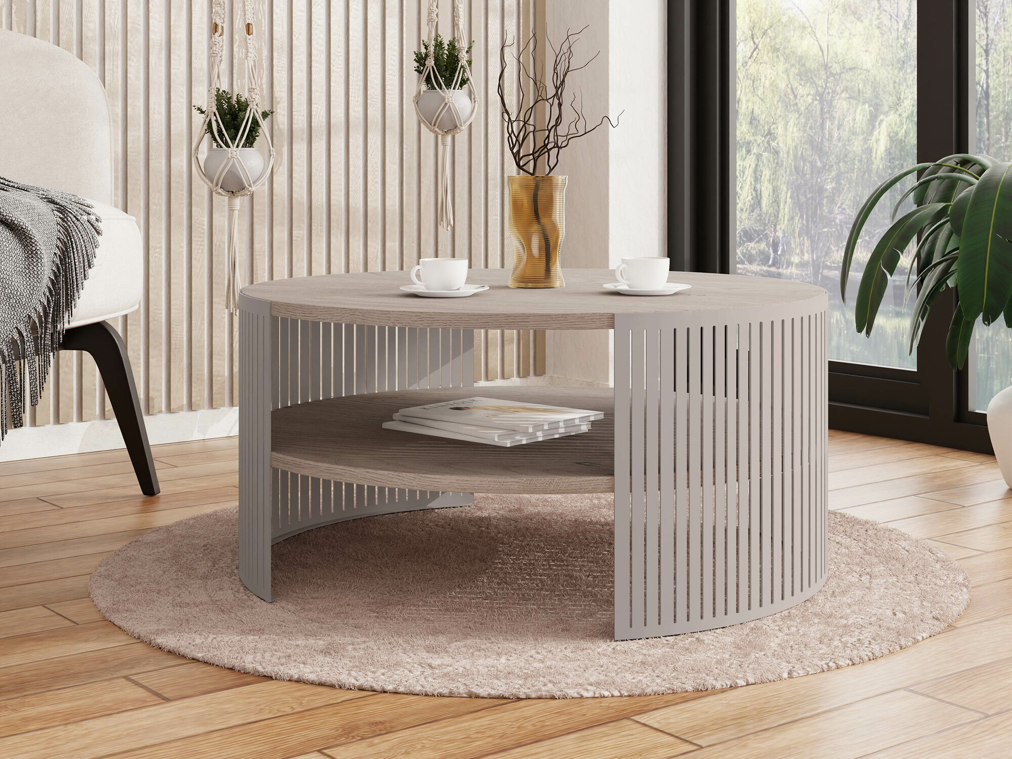 Coffee table Civer VIII (Cashmere + Light wood)