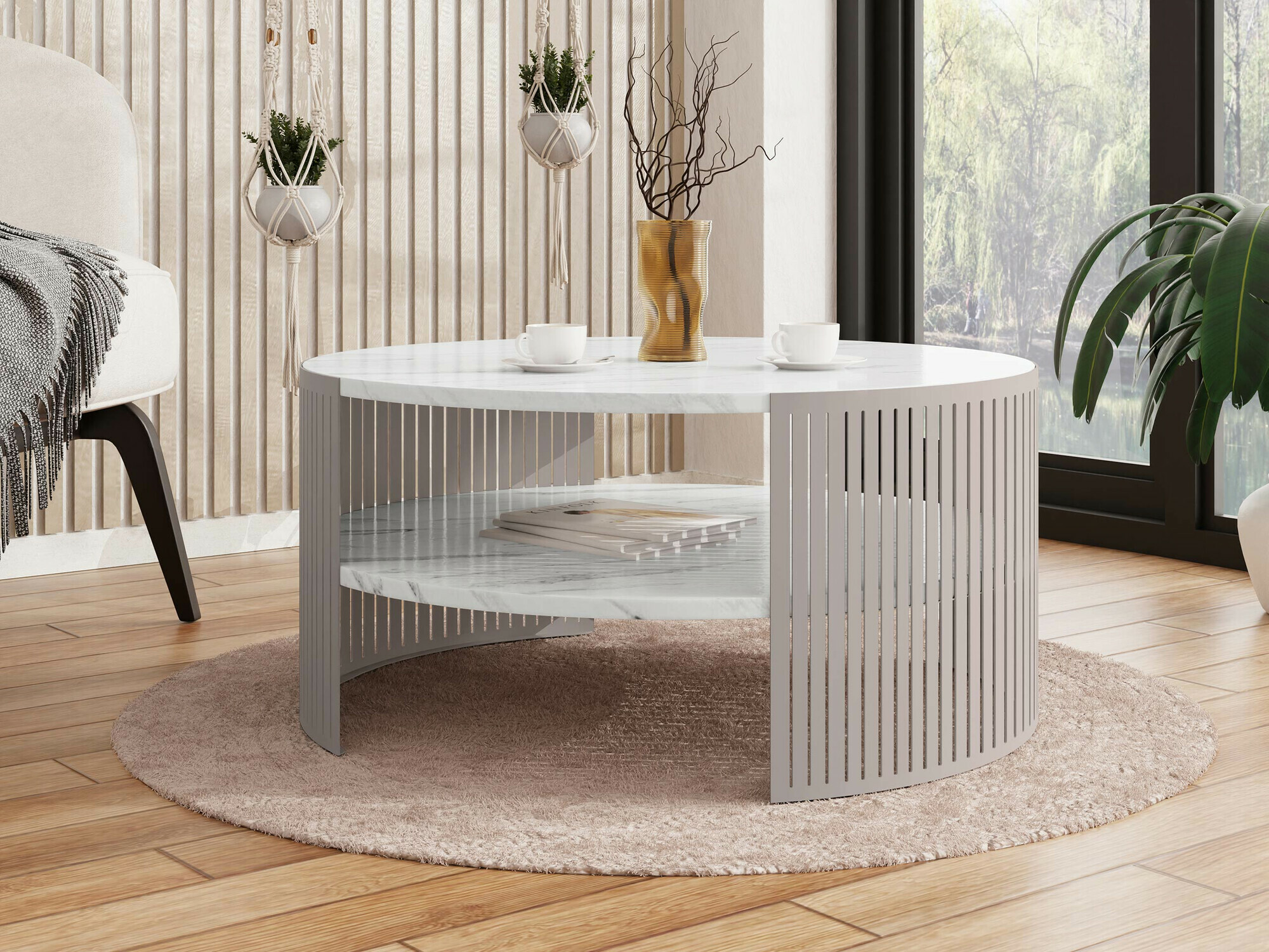 Coffee table Civer VIII (Cashmere + White marble)