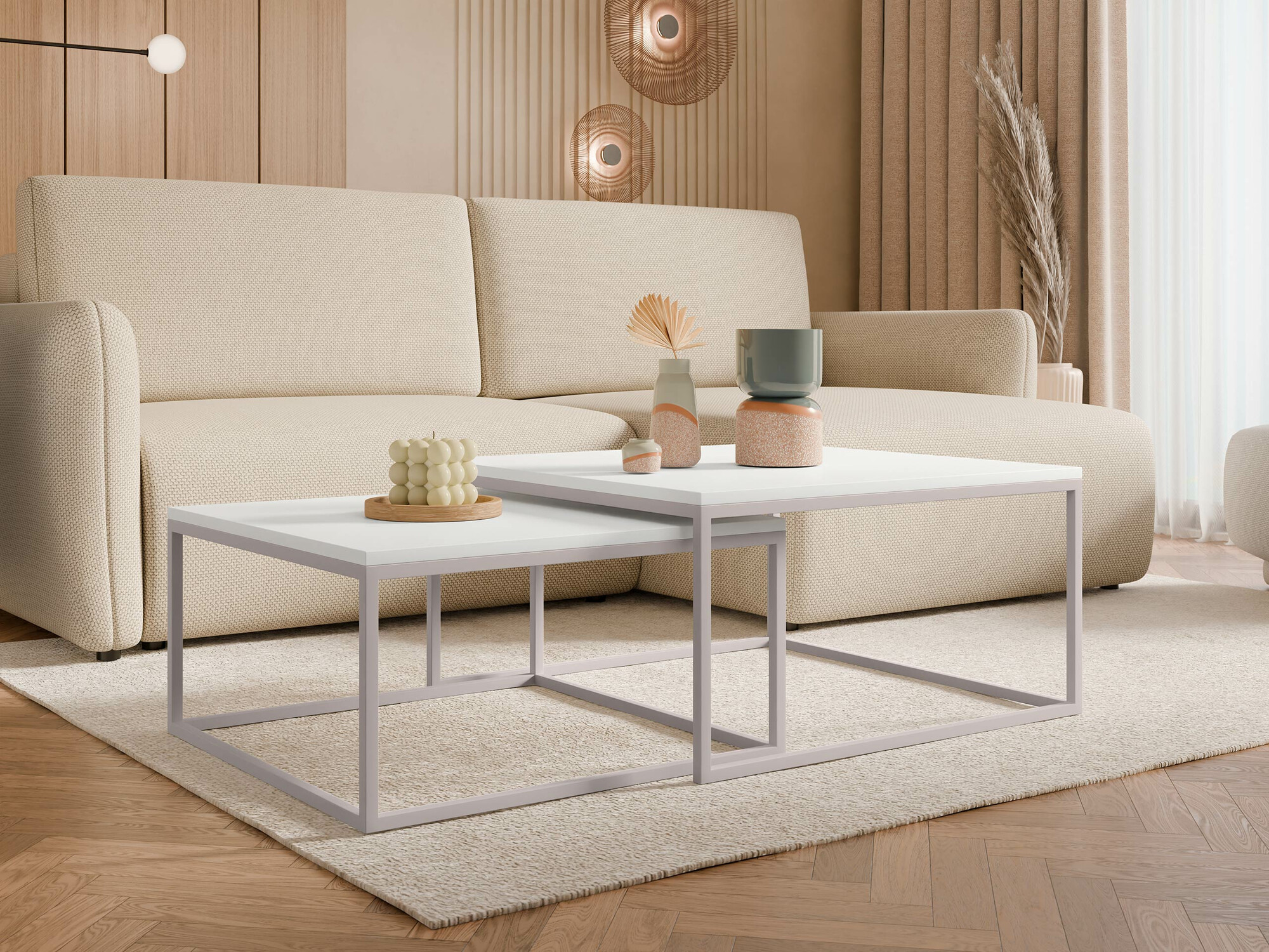 Coffee table set Oswego 133 (White + Cashmere)