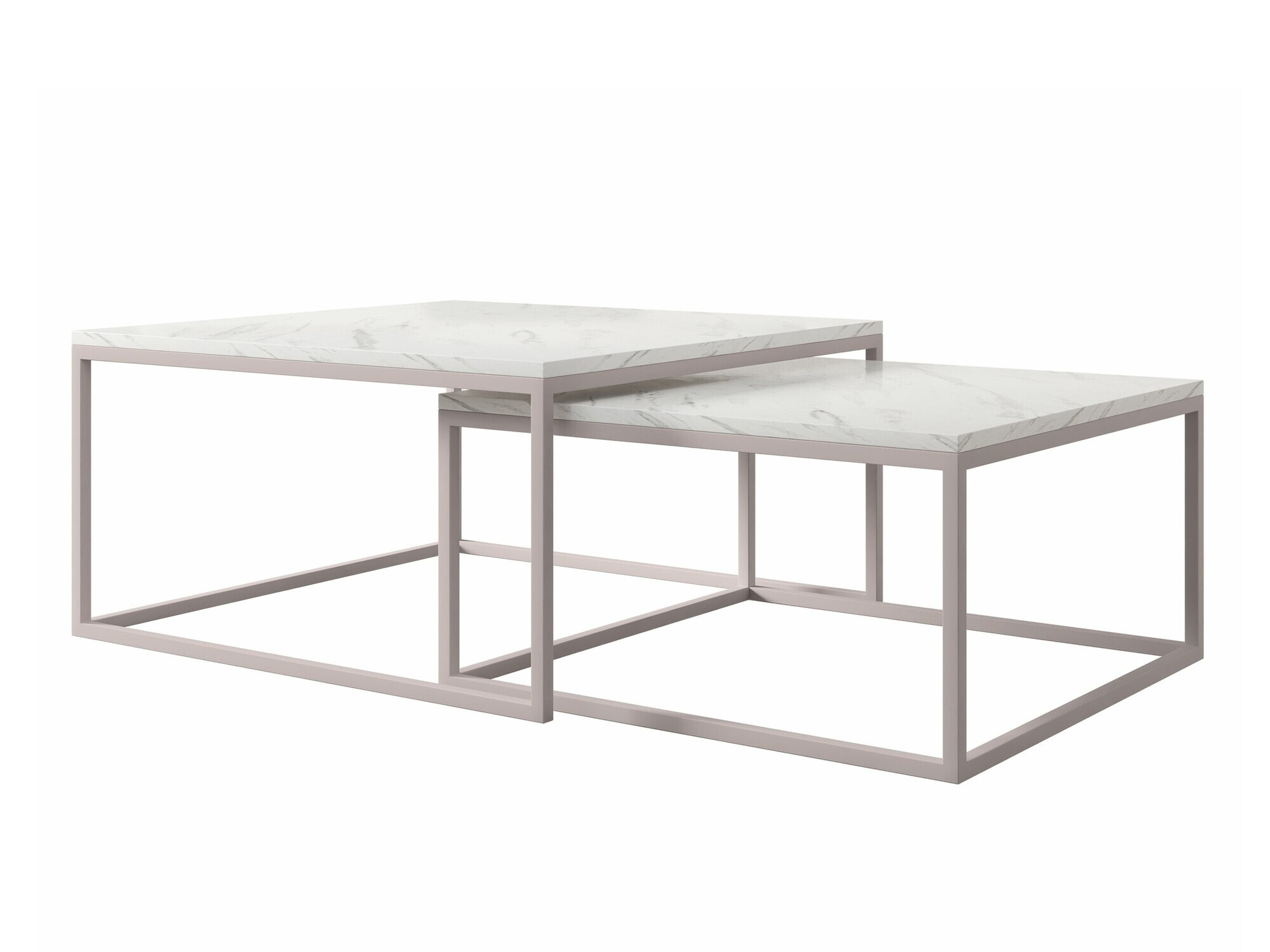 Coffee table set Oswego 133 (White marble + Cashmere)