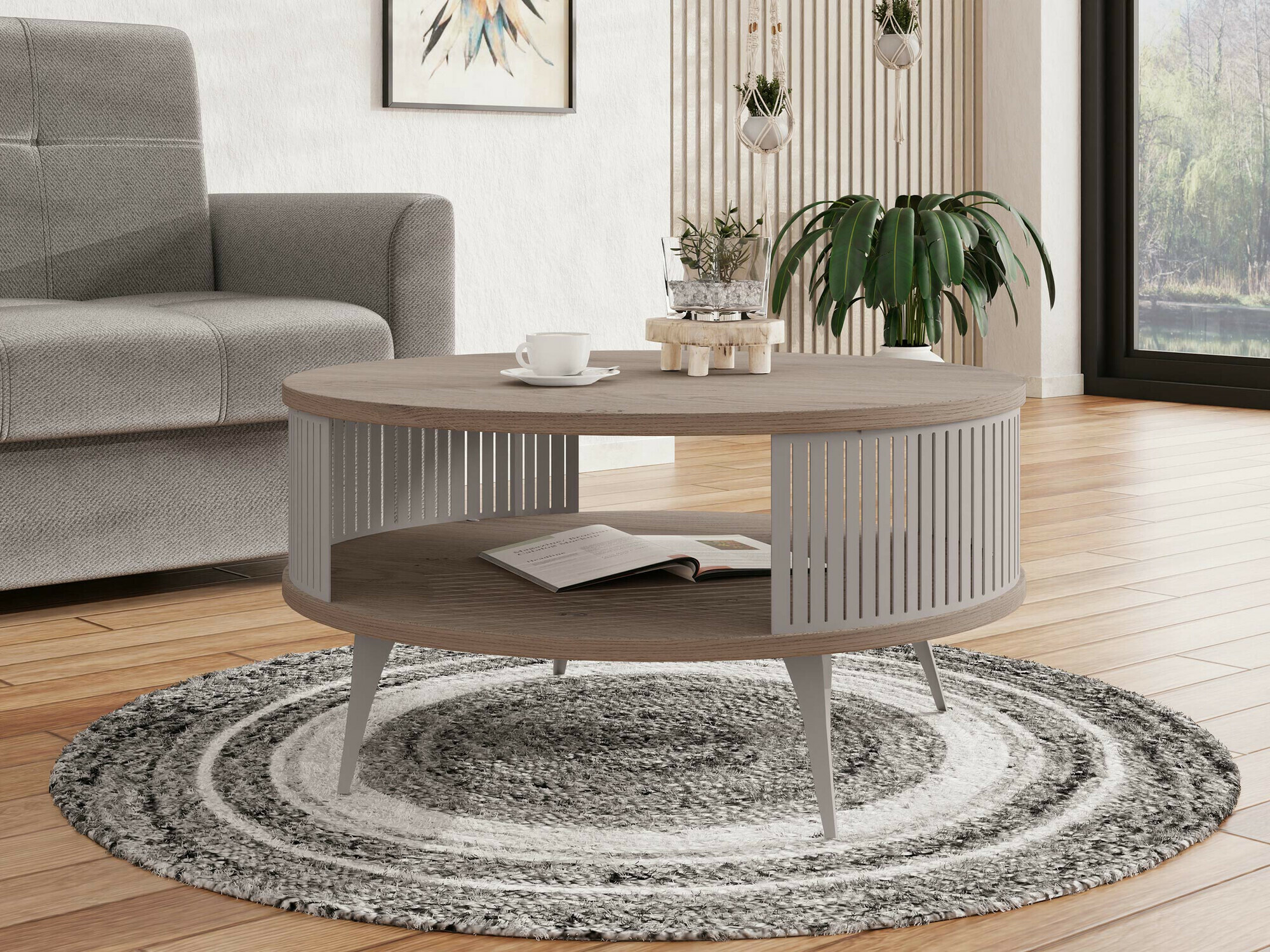 Coffee table Vitum VI (Cashmere + Light wood)