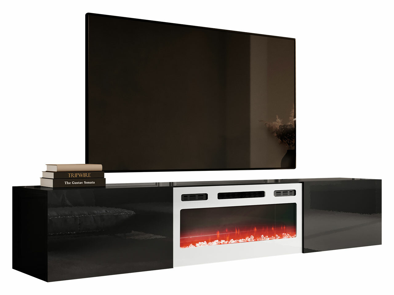 TV stand Charlotte 162 (Black + Glossy black)