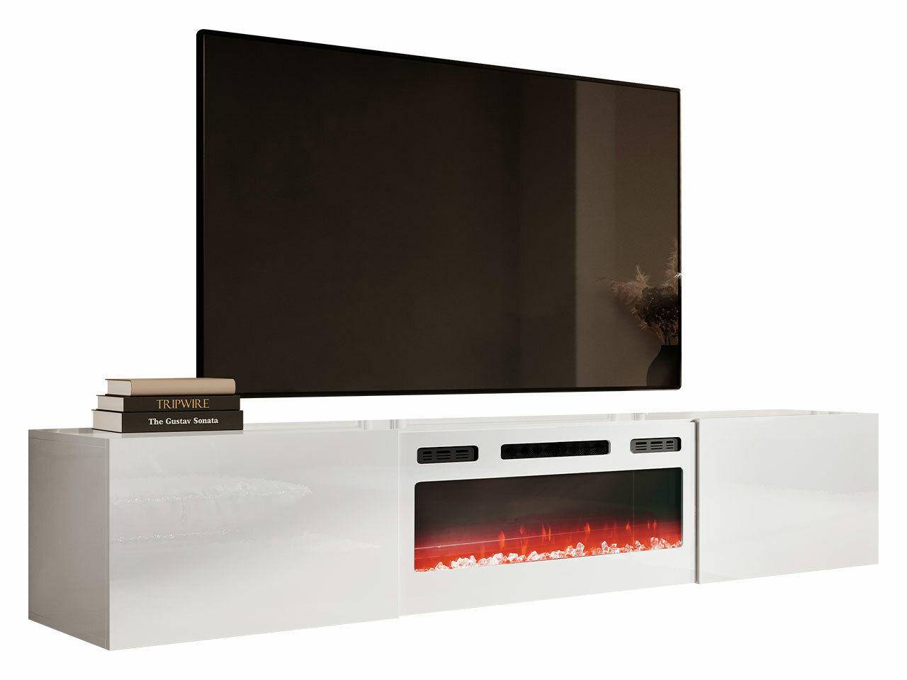 TV stand Charlotte 162 (White + Glossy white)