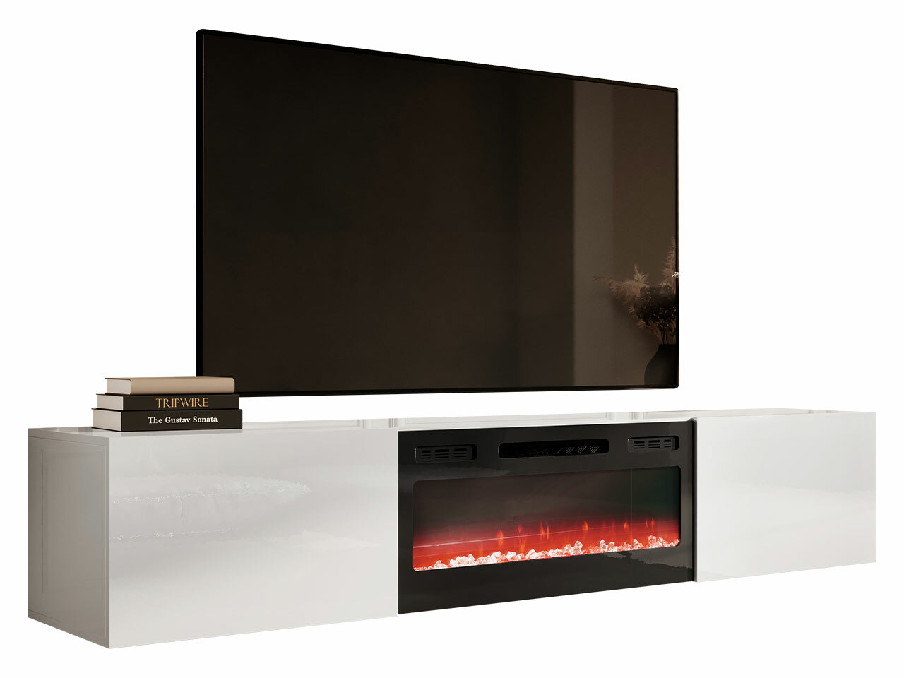 TV stand Imago I (White + Glossy white)
