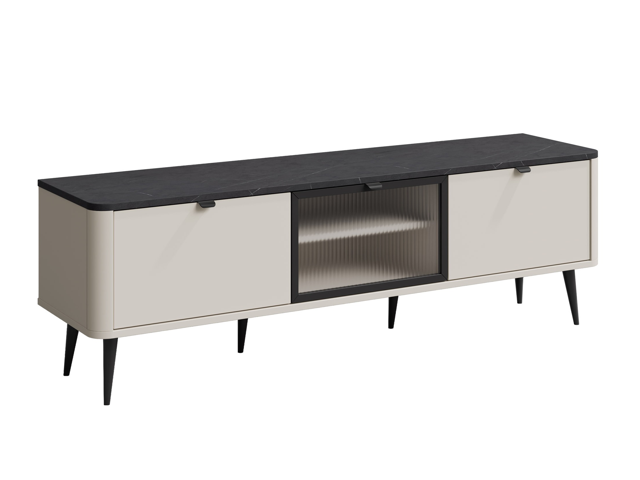 TV stand Lufela 111 (Cashmere + Grey marble)