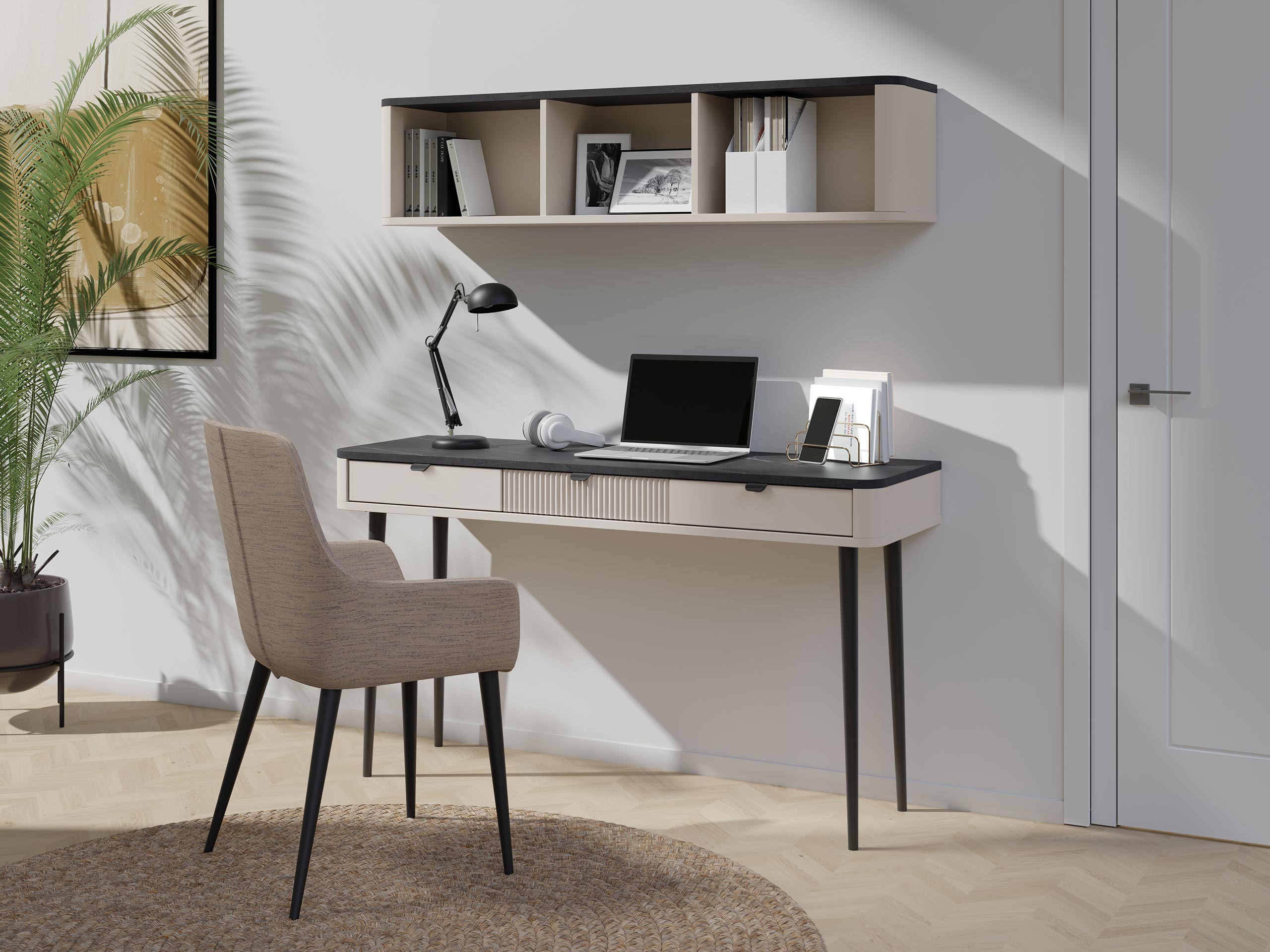 Home office set Lufela 123 (Cashmere + Grey marble)