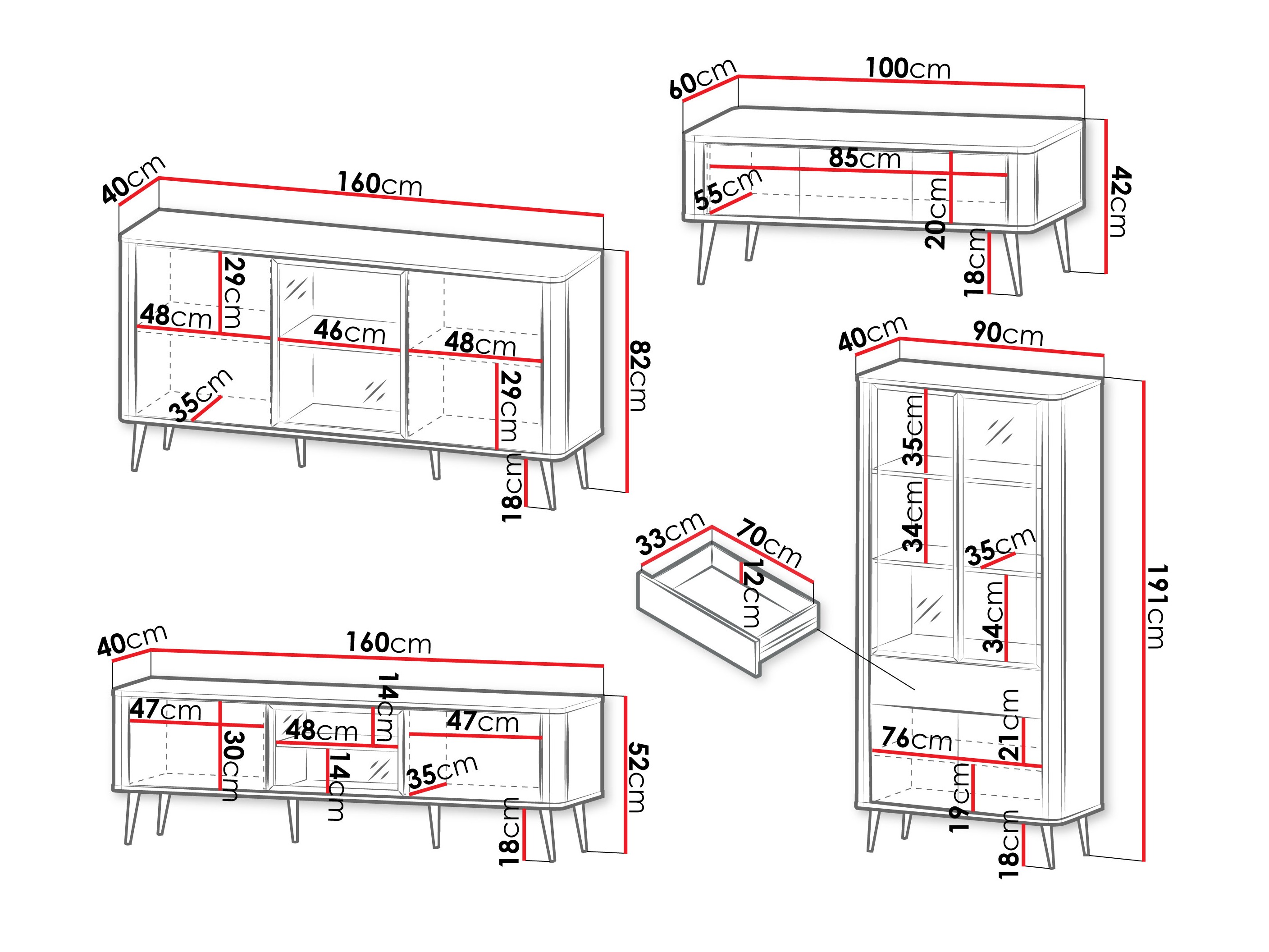 Living room set Lufela 120 (Cashmere + Walnut)